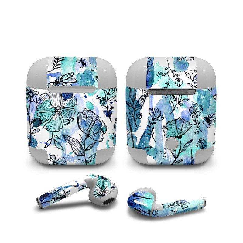 Blue Ink Floral - Apple AirPods Skin