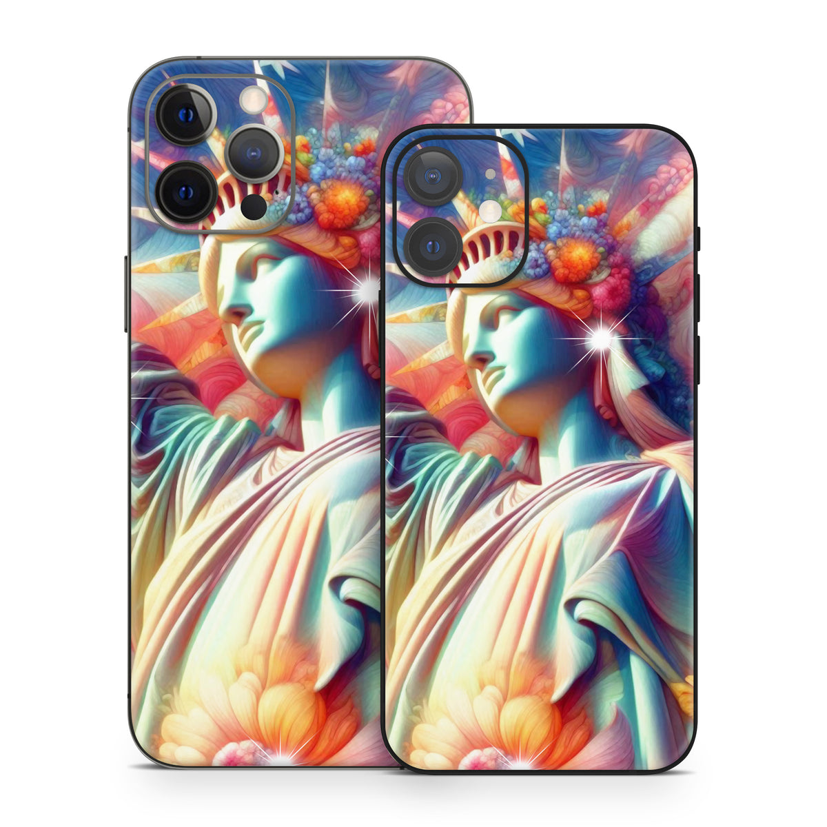 Lady Liberty and Flowers - Apple iPhone 12 Skin