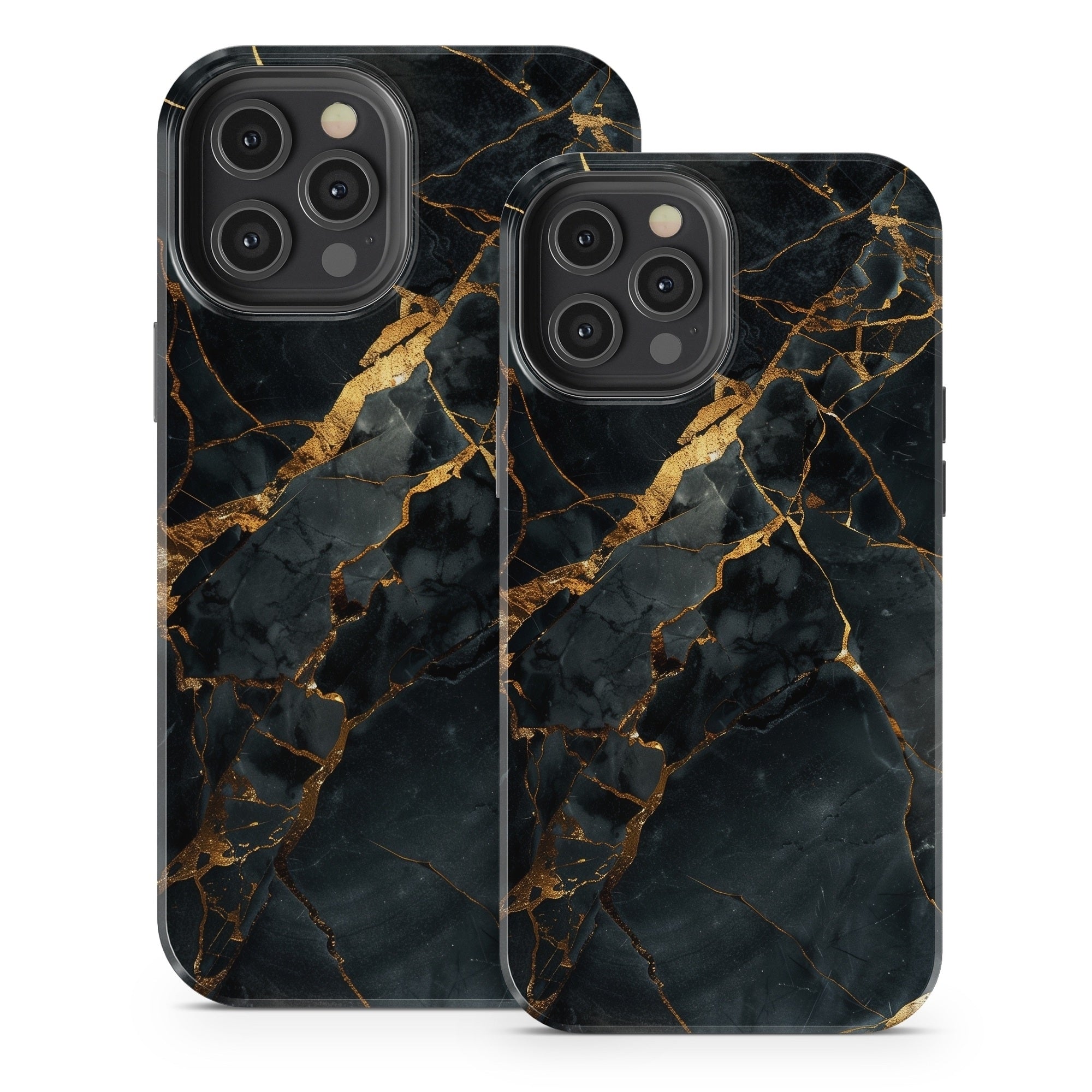 Repaired Black Marble - Apple iPhone 12 Tough Case