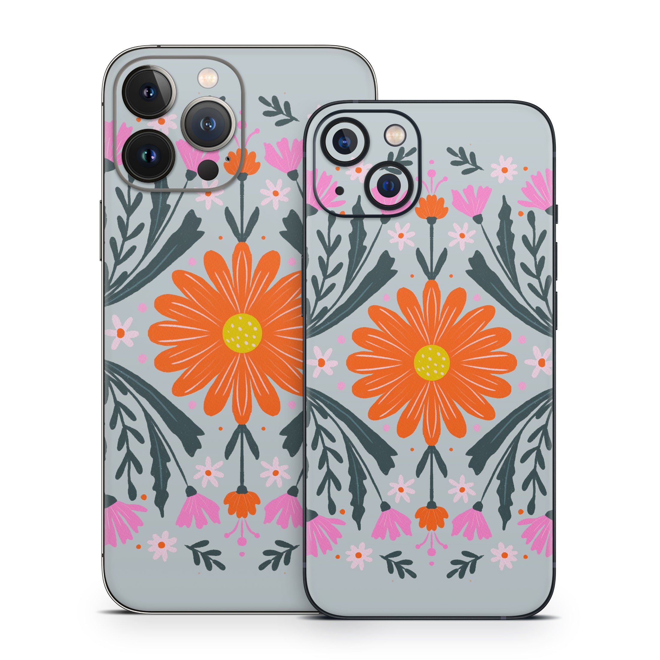 Pink and Orange Flowers - Apple iPhone 13 Skin
