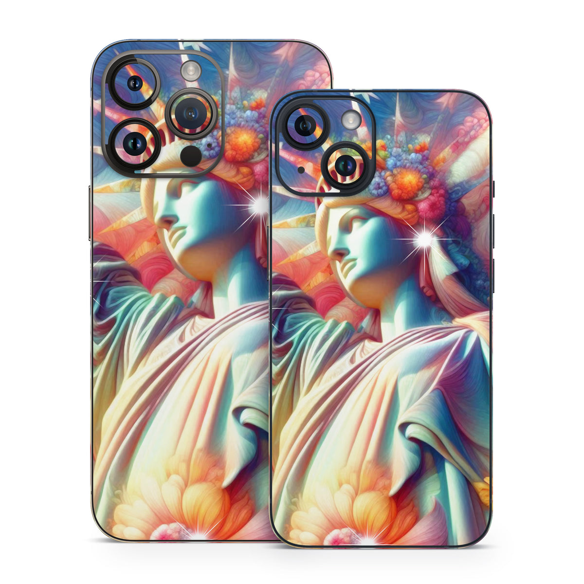 Lady Liberty and Flowers - Apple iPhone 14 Skin