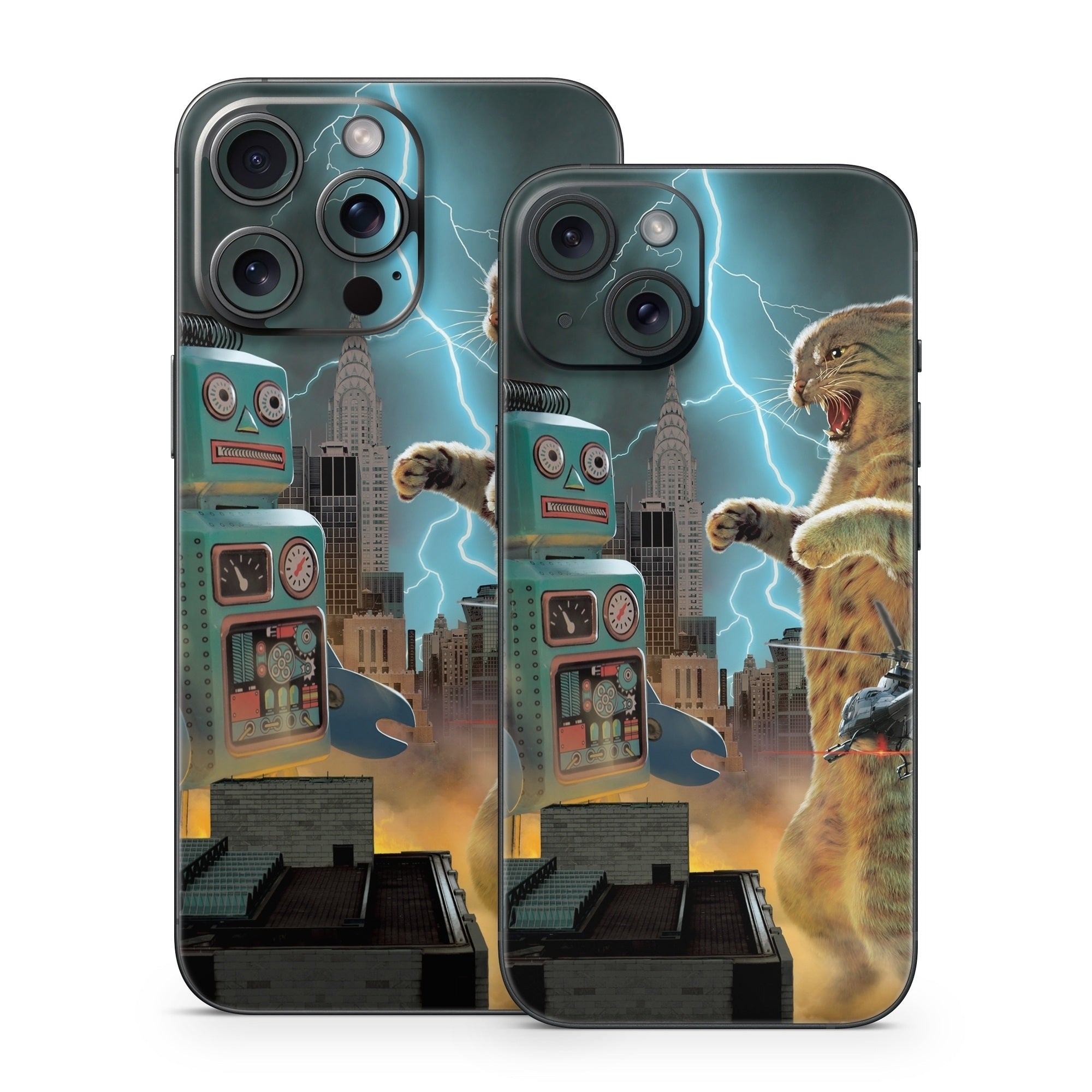 Catzilla Vs Robot - Apple iPhone 15 Skin