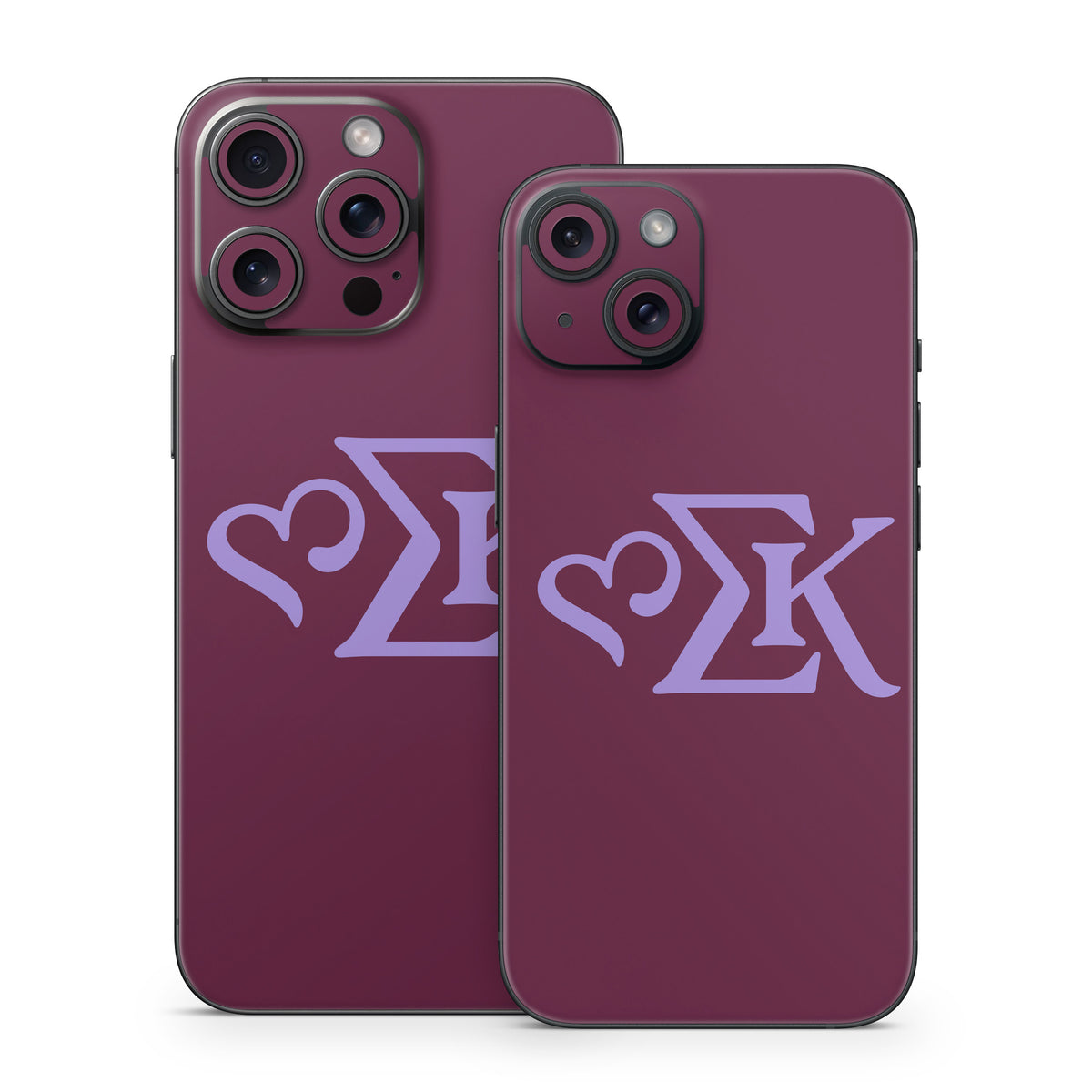 Sigma Kappa Greek Letters Legacy Lavender on Mary Maroon - Apple iPhone 15 Skin
