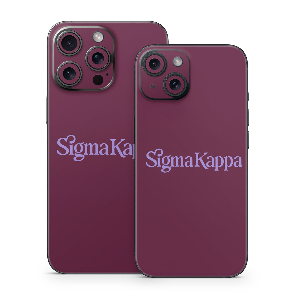 Sigma Kappa Primary Logo Legacy Lavender on Mary Maroon - Apple iPhone 15 Skin