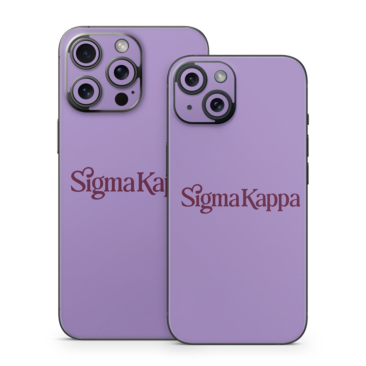 Sigma Kappa Primary Logo Mary Maroon on Legacy Lavender - Apple iPhone 15 Skin