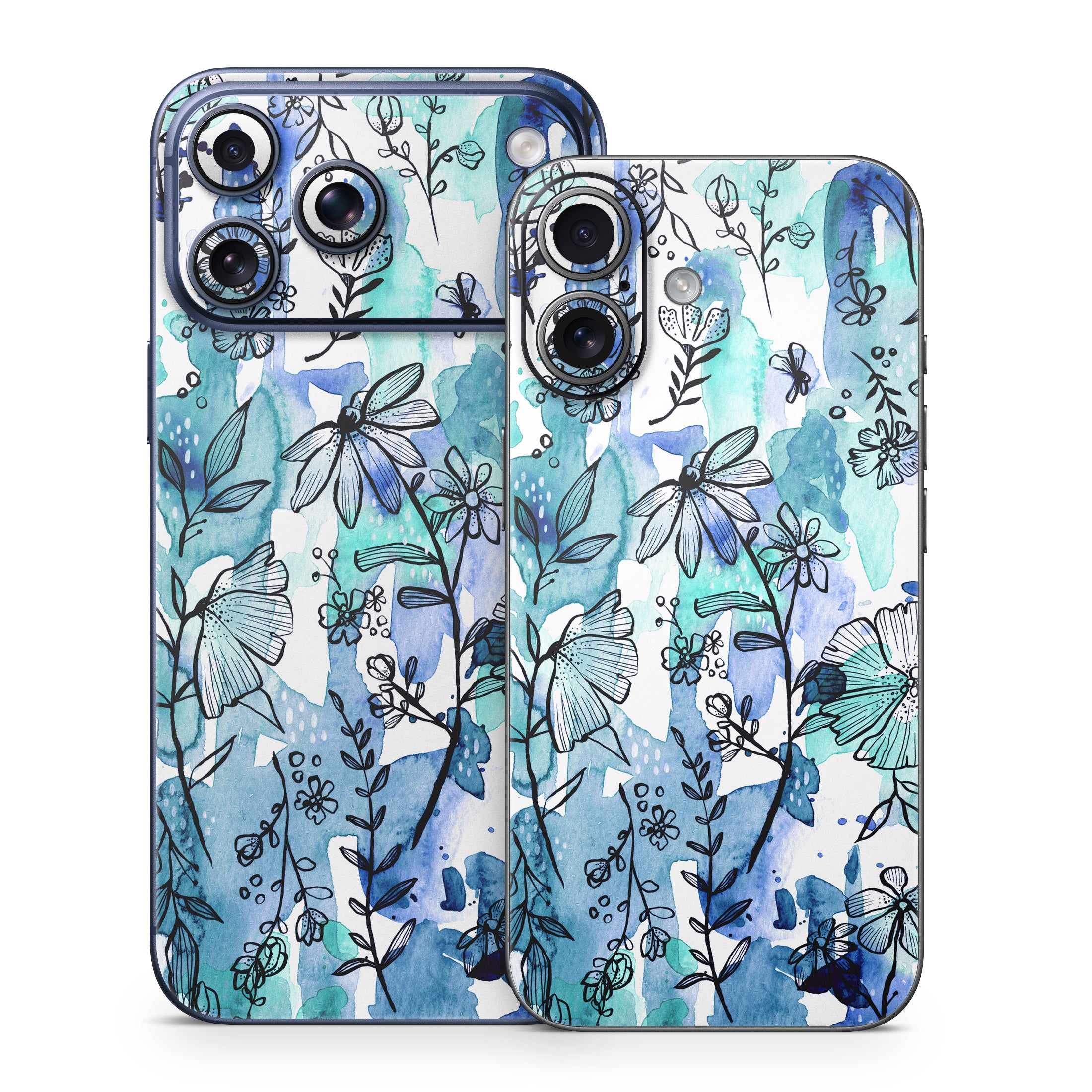 Blue Ink Floral - Apple iPhone 17 Skin