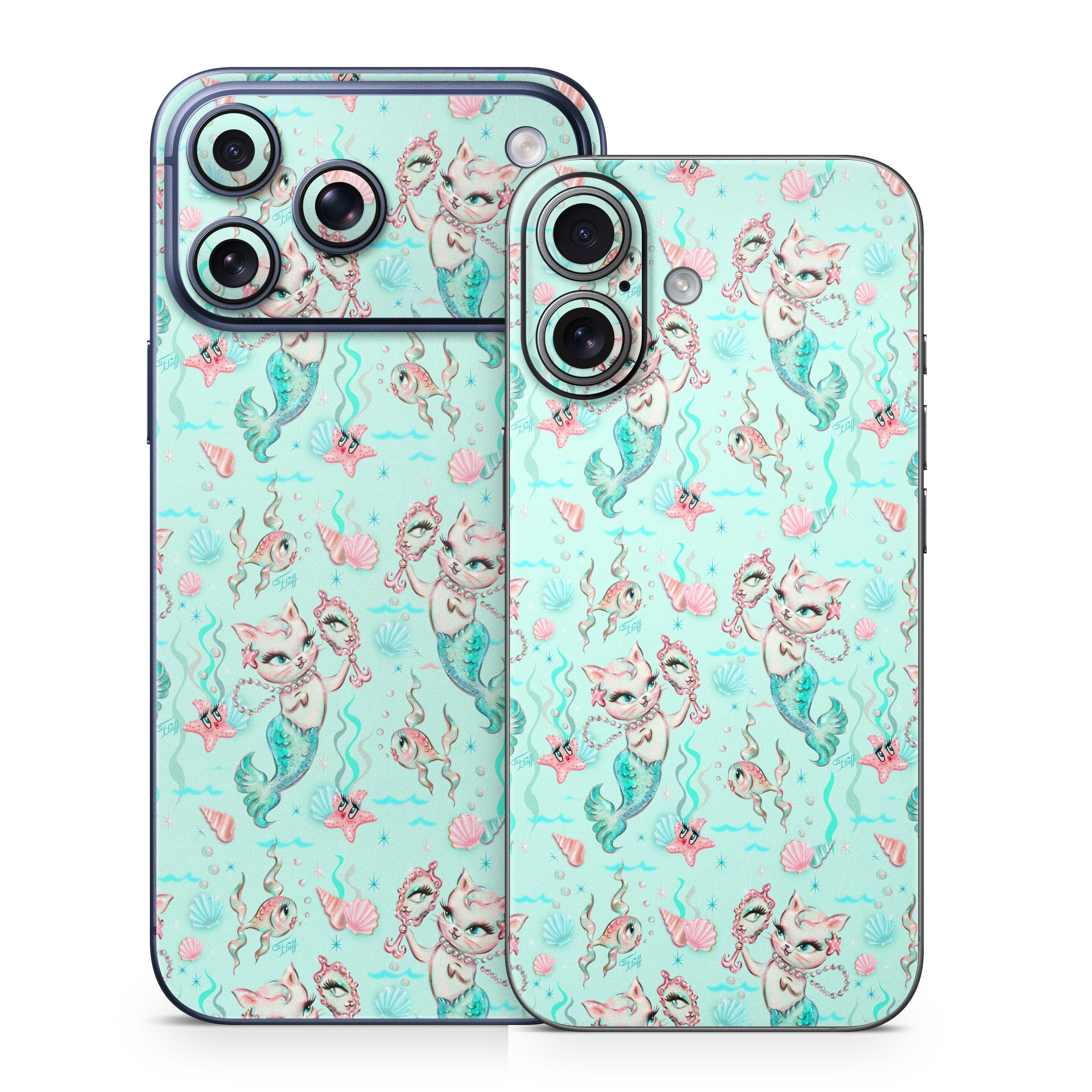 Merkittens with Pearls Aqua - Apple iPhone 17 Skin