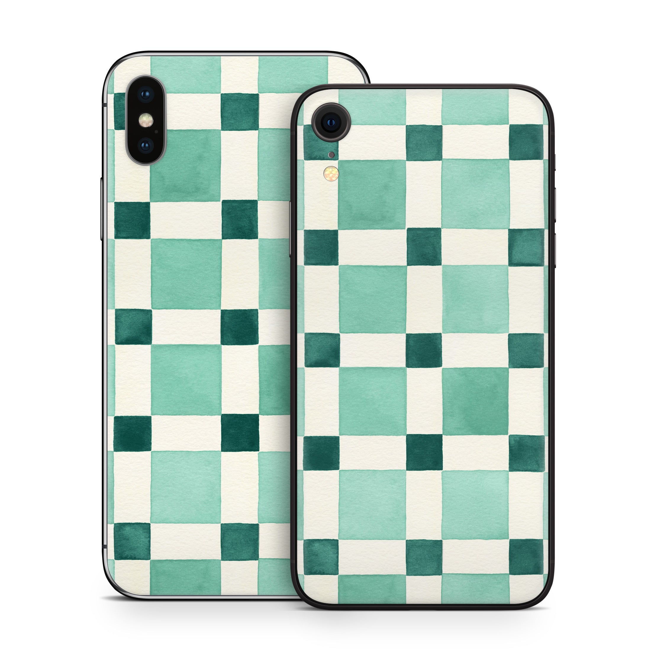Checker Mosaic Green - Apple iPhone X Skin