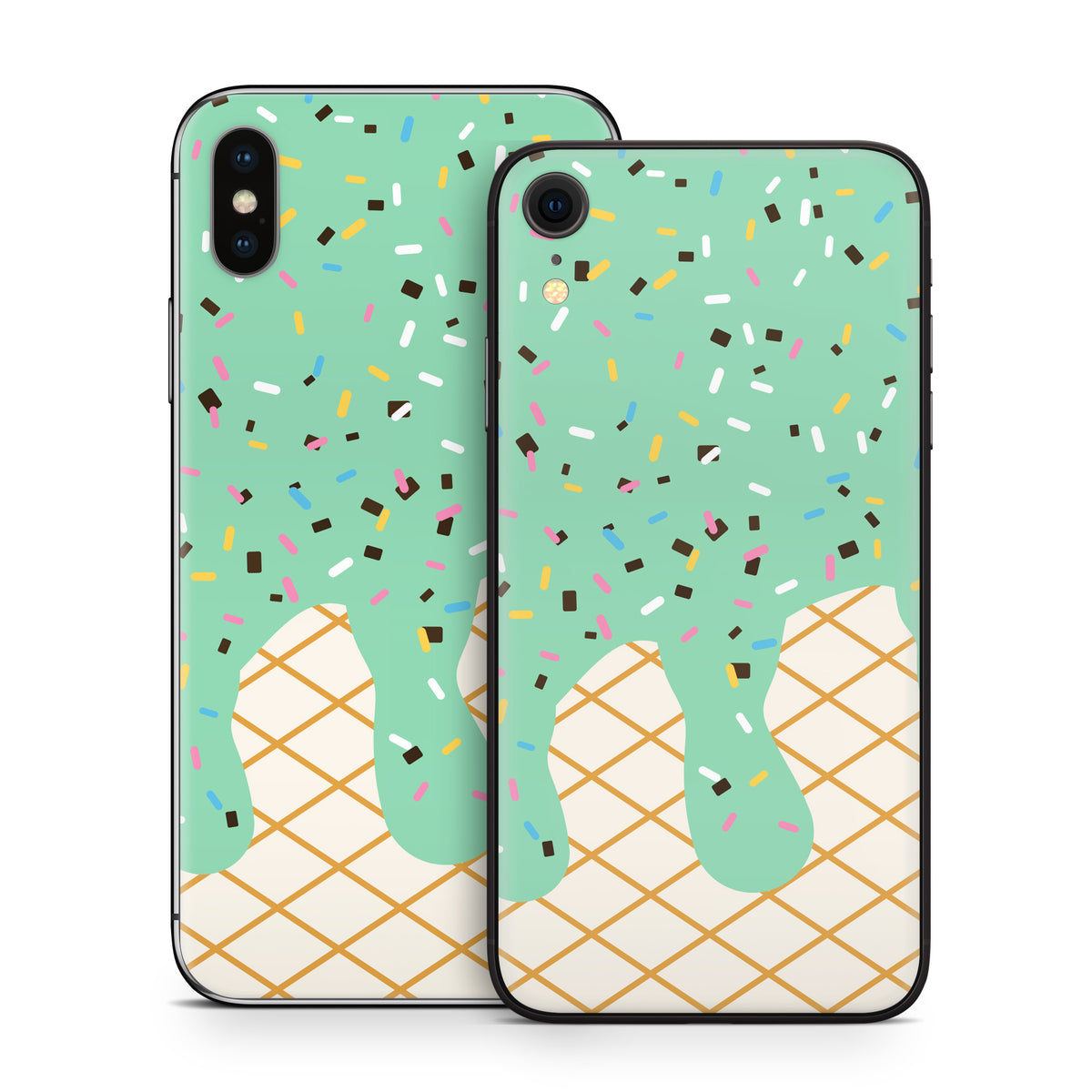 Mint Chocolate Chip Ice Cream Drip - Apple iPhone X Skin