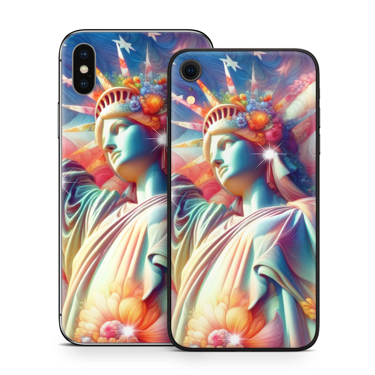 Lady Liberty and Flowers - Apple iPhone X Skin