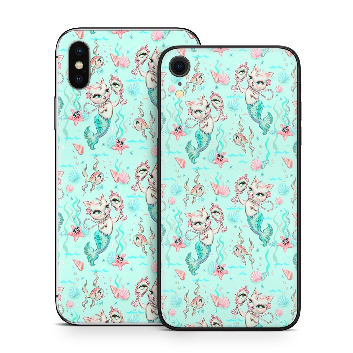 Merkittens with Pearls Aqua - Apple iPhone X Skin