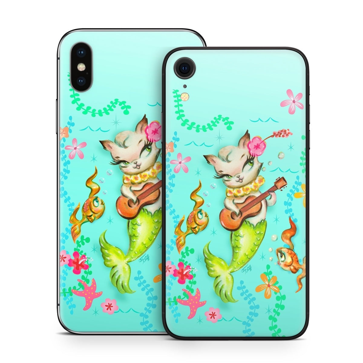 Merkitten with Ukelele - Apple iPhone X Skin