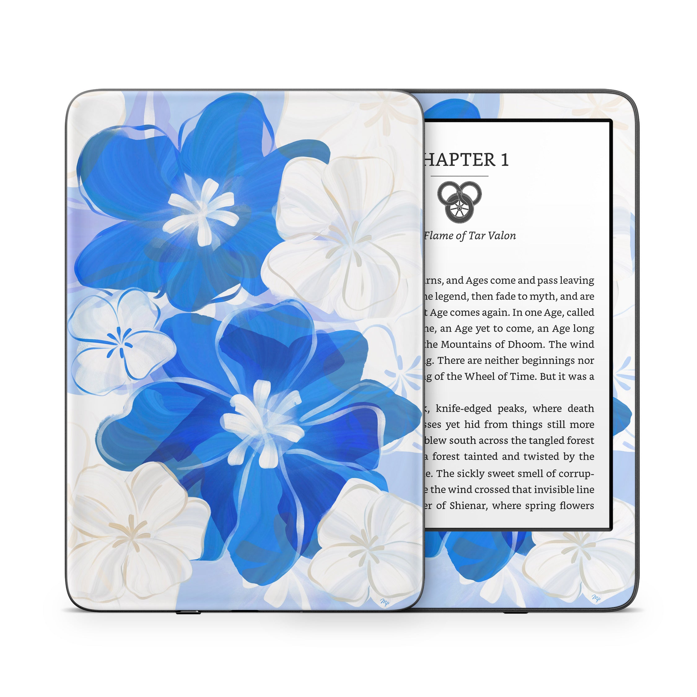 Blue Flowers - Amazon Kindle Skin