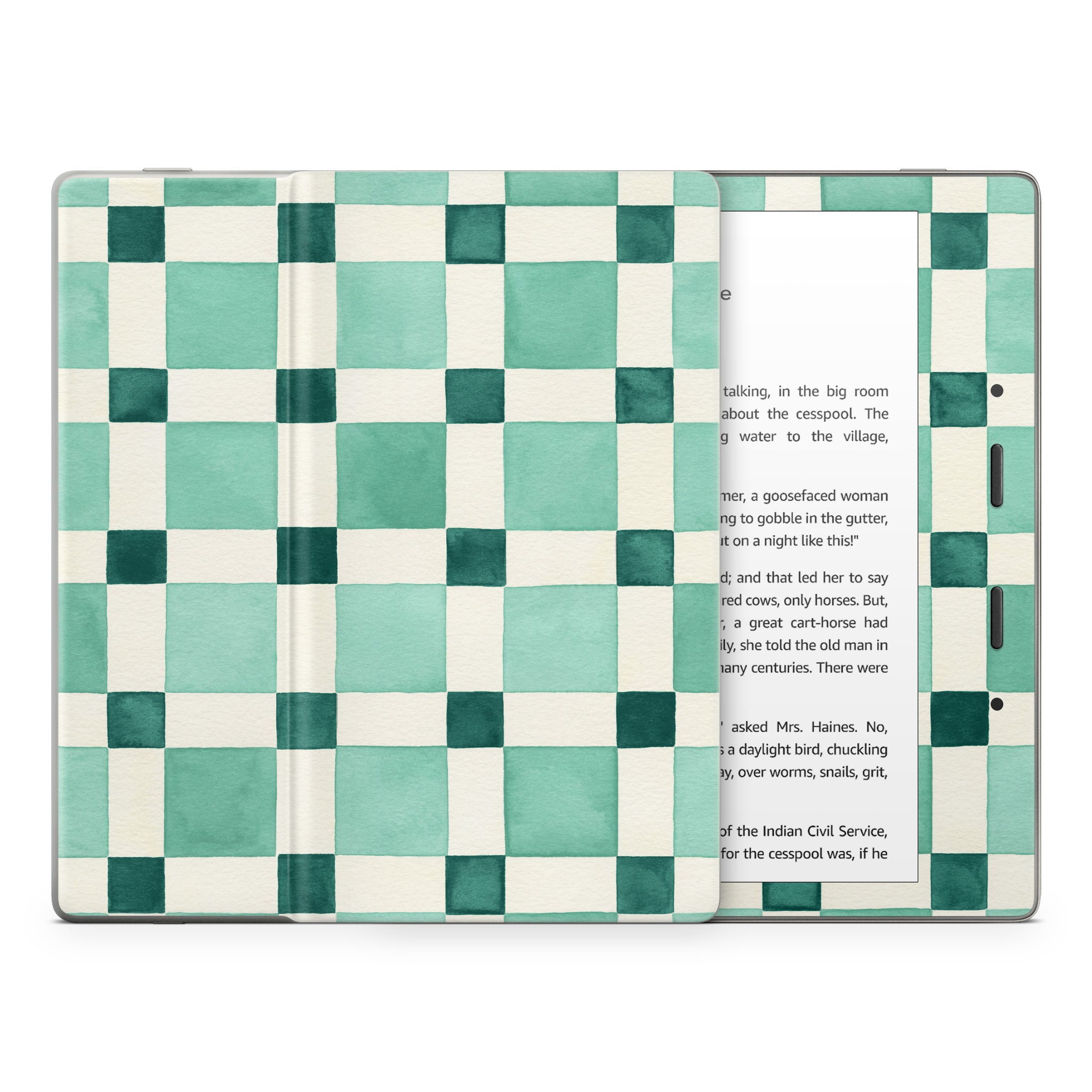 Checker Mosaic Green - Amazon Kindle Skin