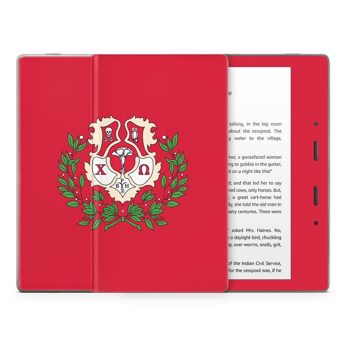 Chi Omega Crest Cardinal - Amazon Kindle Skin