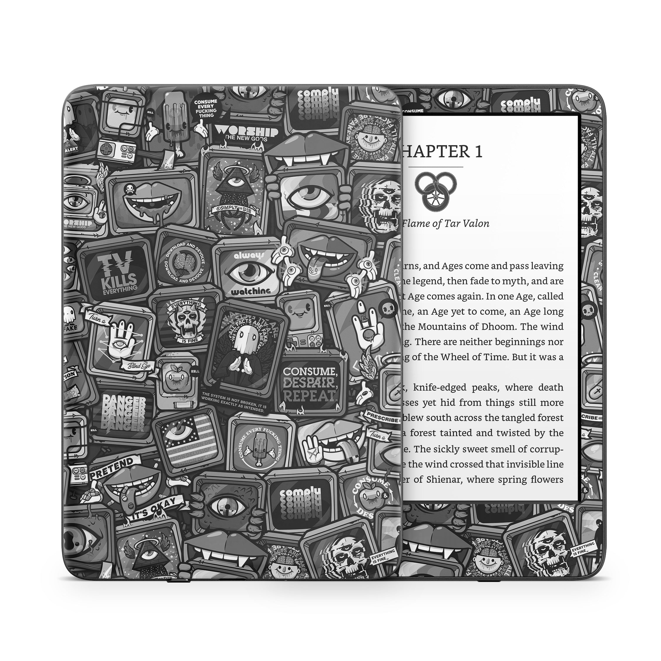 Distraction Tactic B&W - Amazon Kindle Skin