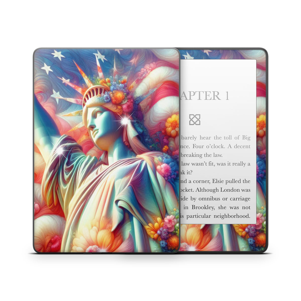 Lady Liberty and Flowers - Amazon Kindle Skin