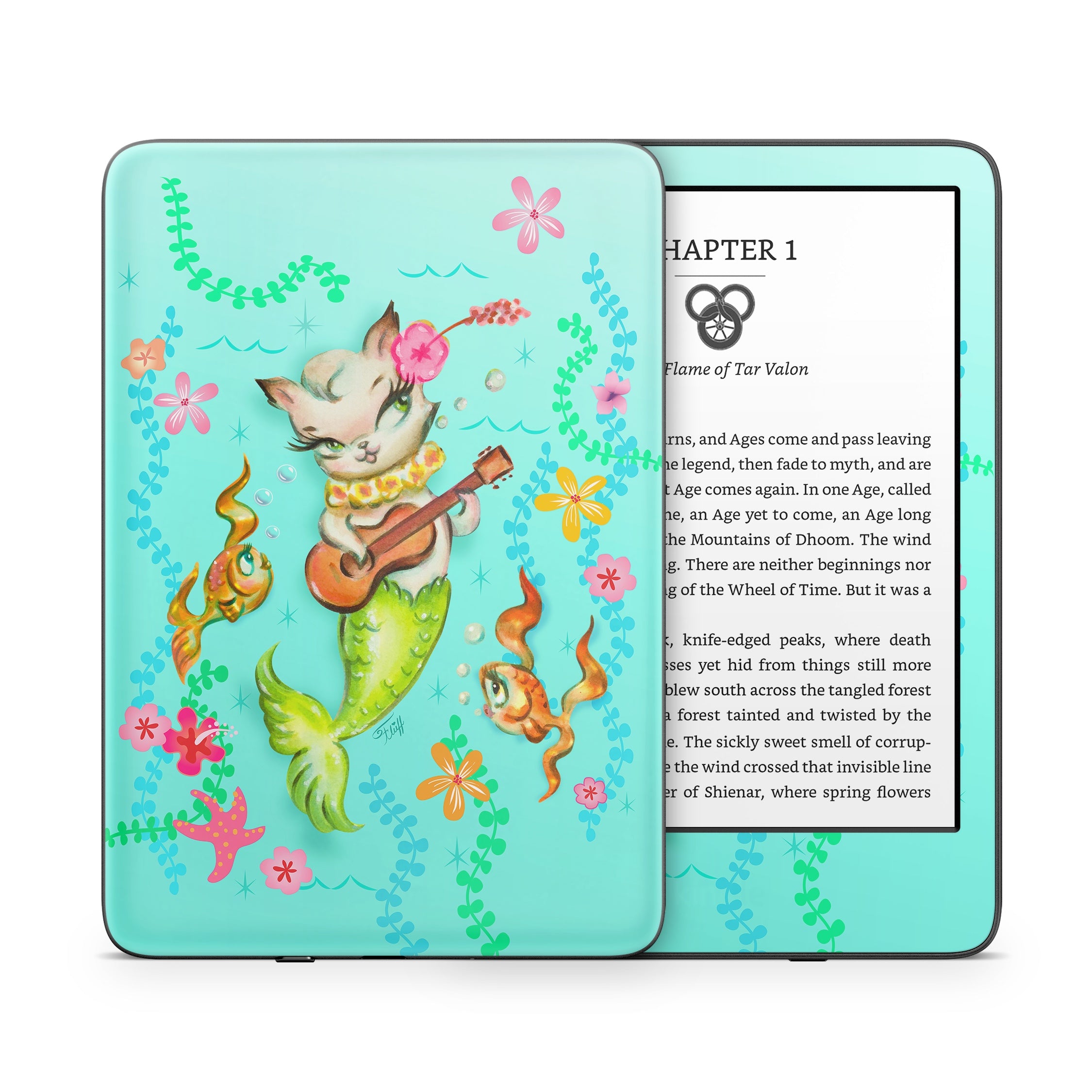 Merkitten with Ukelele - Amazon Kindle Skin