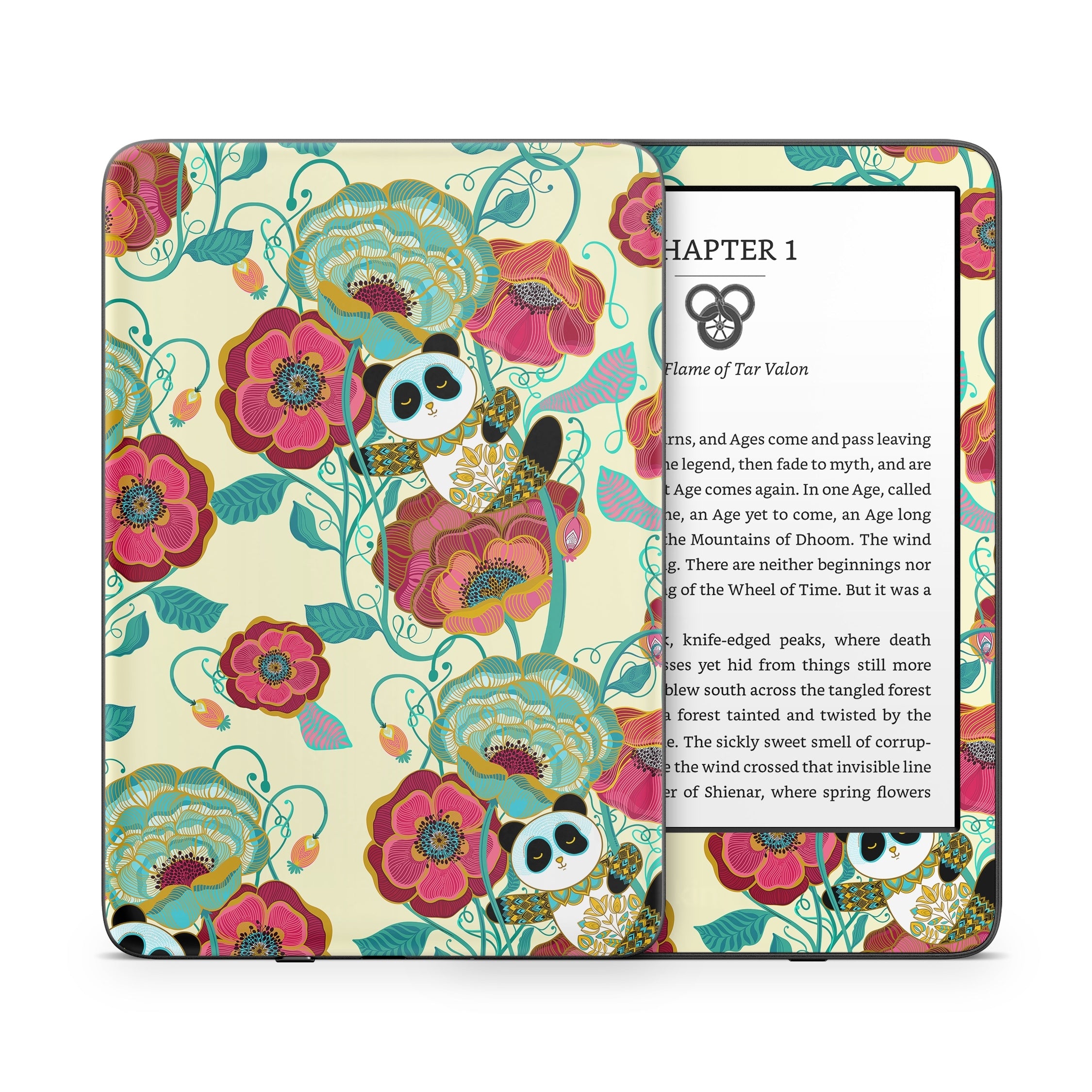 Panda Flowers - Amazon Kindle Skin