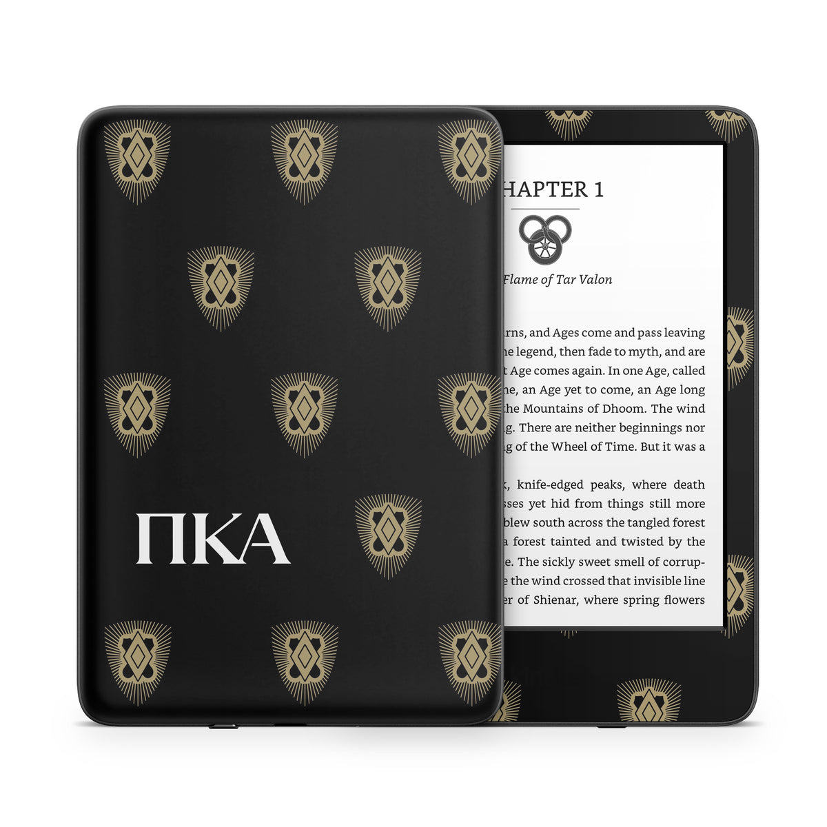 Pi Kappa Alpha Letters Shield Pattern Black - Amazon Kindle Skin