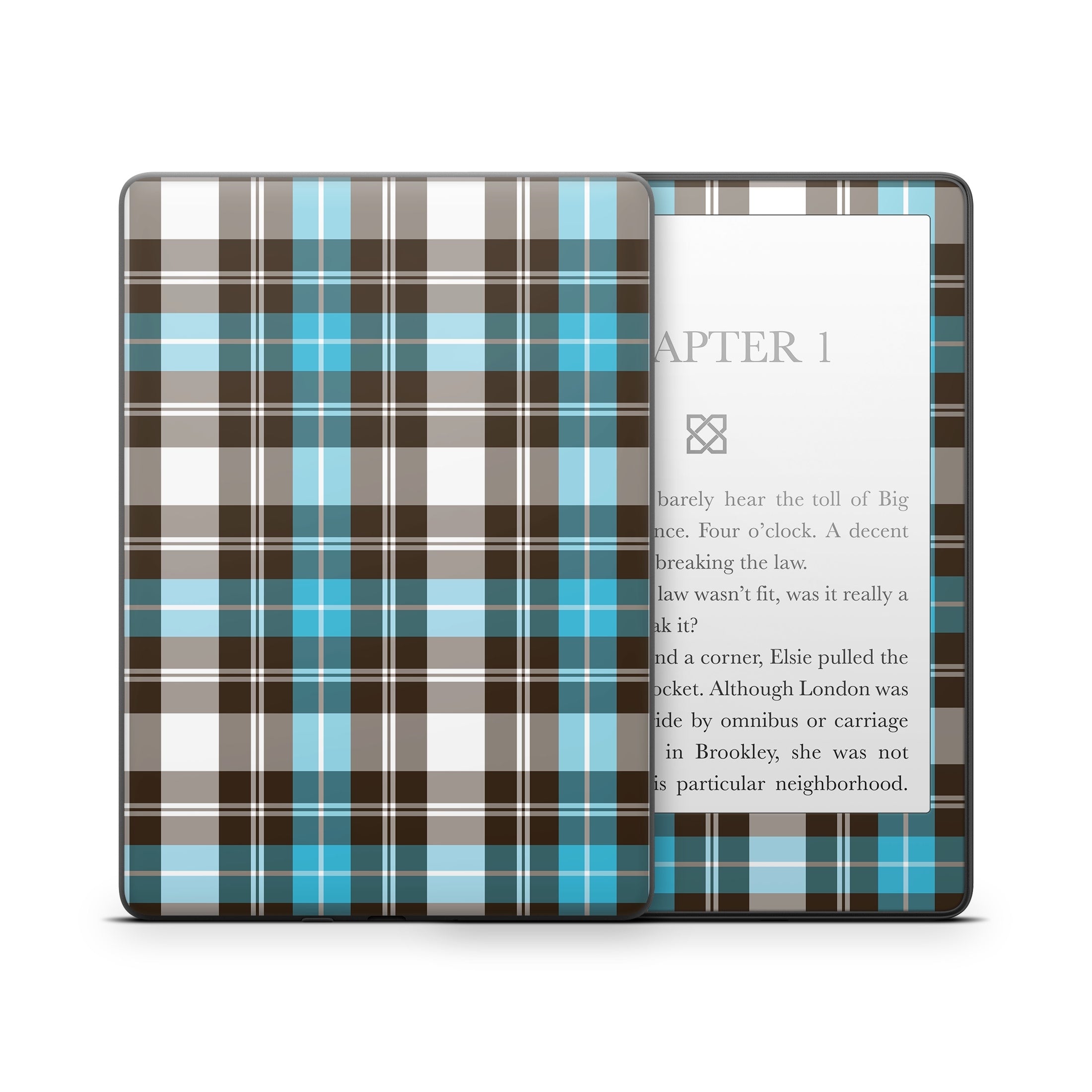 Turquoise Plaid - Amazon Kindle Skin