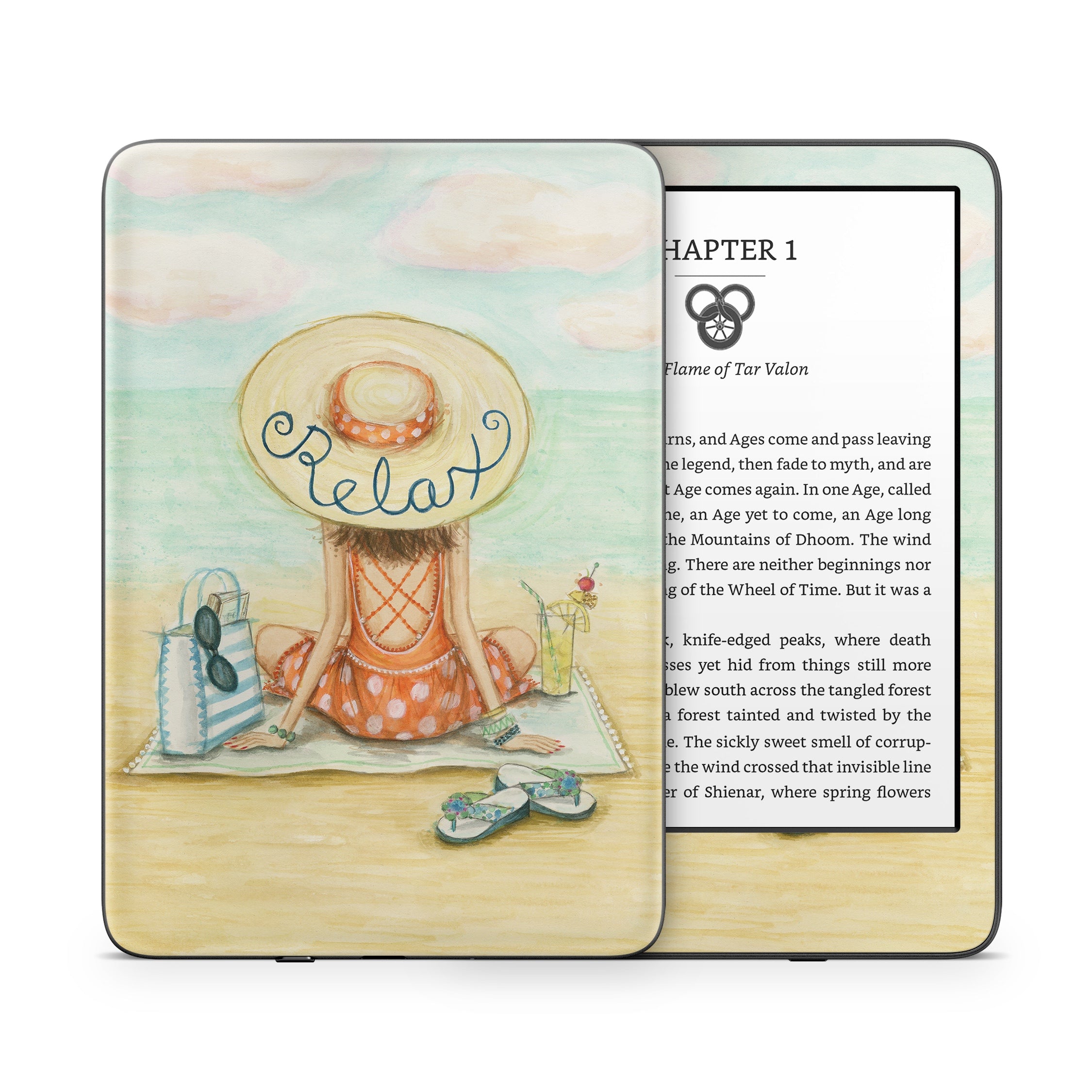 Relaxing on Beach - Amazon Kindle Skin