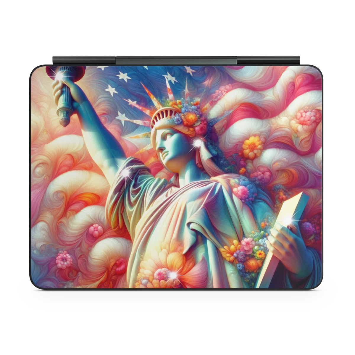 Lady Liberty and Flowers - Apple Magic Keyboard for iPad Skin