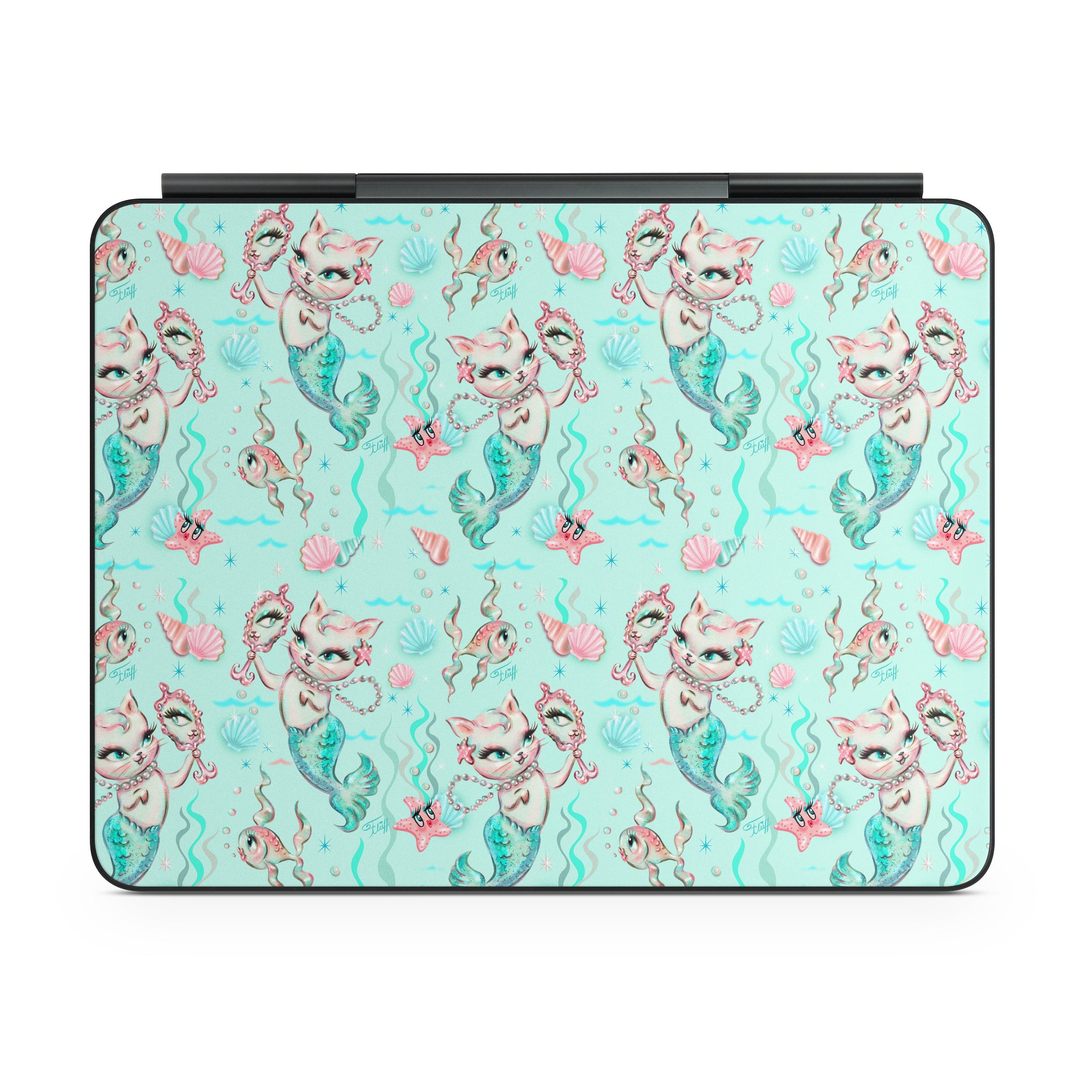 Merkittens with Pearls Aqua - Apple Magic Keyboard for iPad Skin
