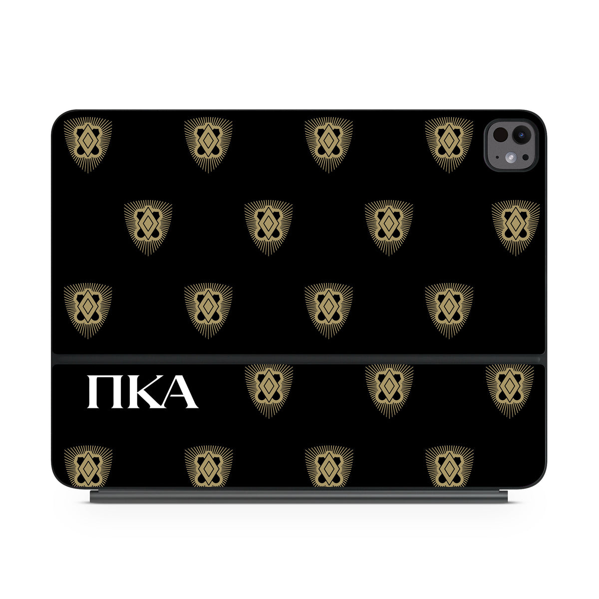 Pi Kappa Alpha Letters Shield Pattern Black - Apple Magic Keyboard for iPad Skin