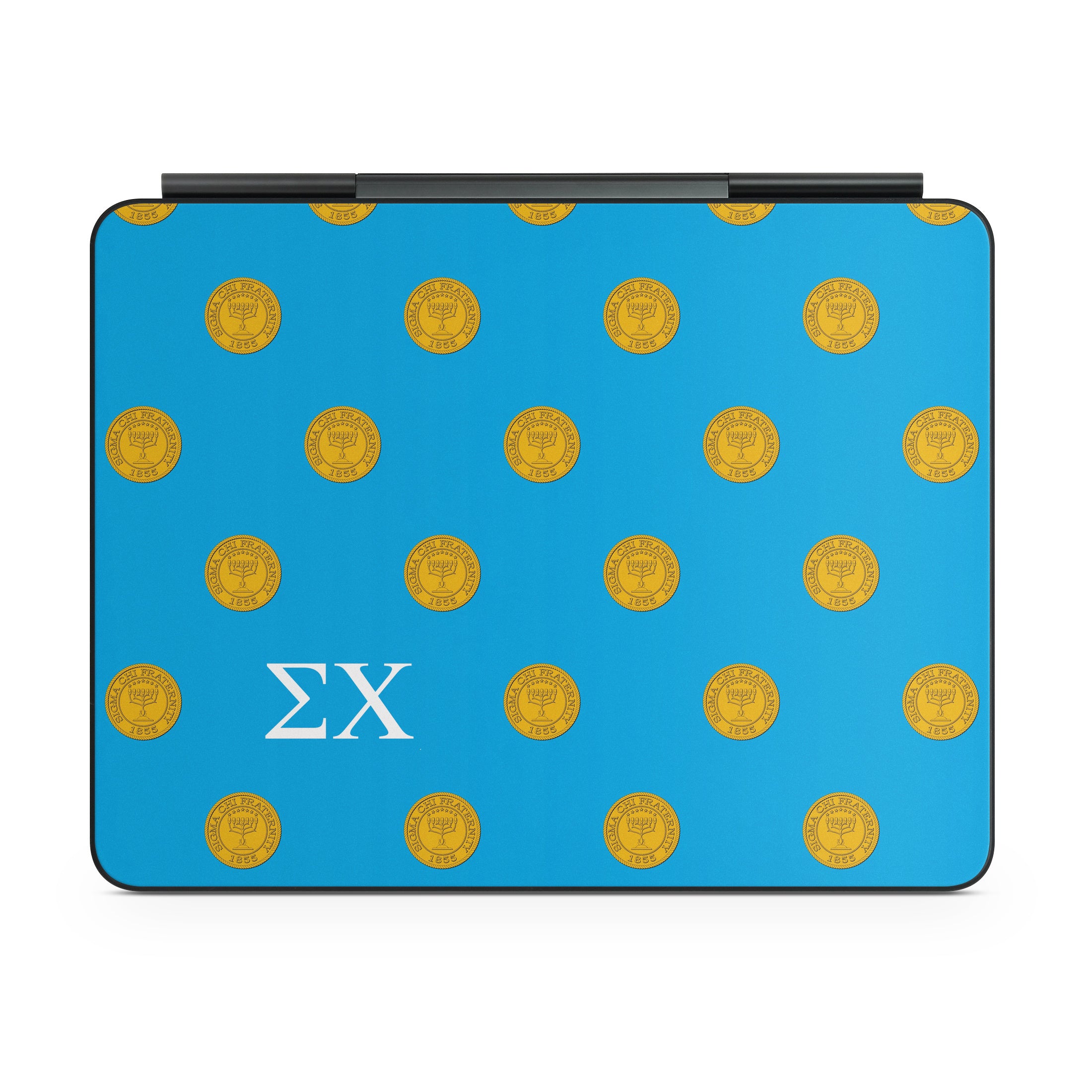 Sigma Chi Seal Pattern with Letters Blue - Apple Magic Keyboard for iPad Skin