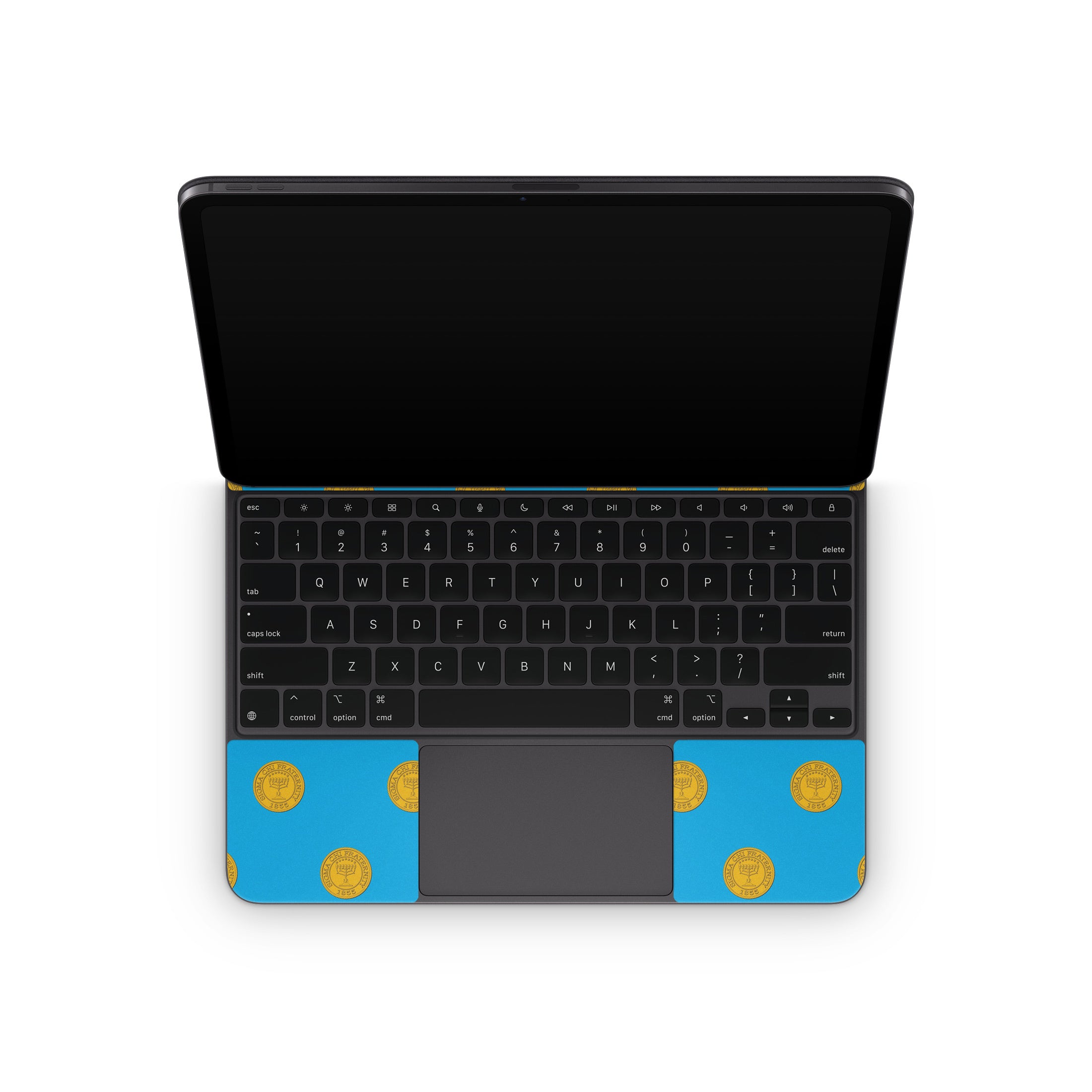 Sigma Chi Seal Pattern with Letters Blue - Apple Magic Keyboard for iPad Skin