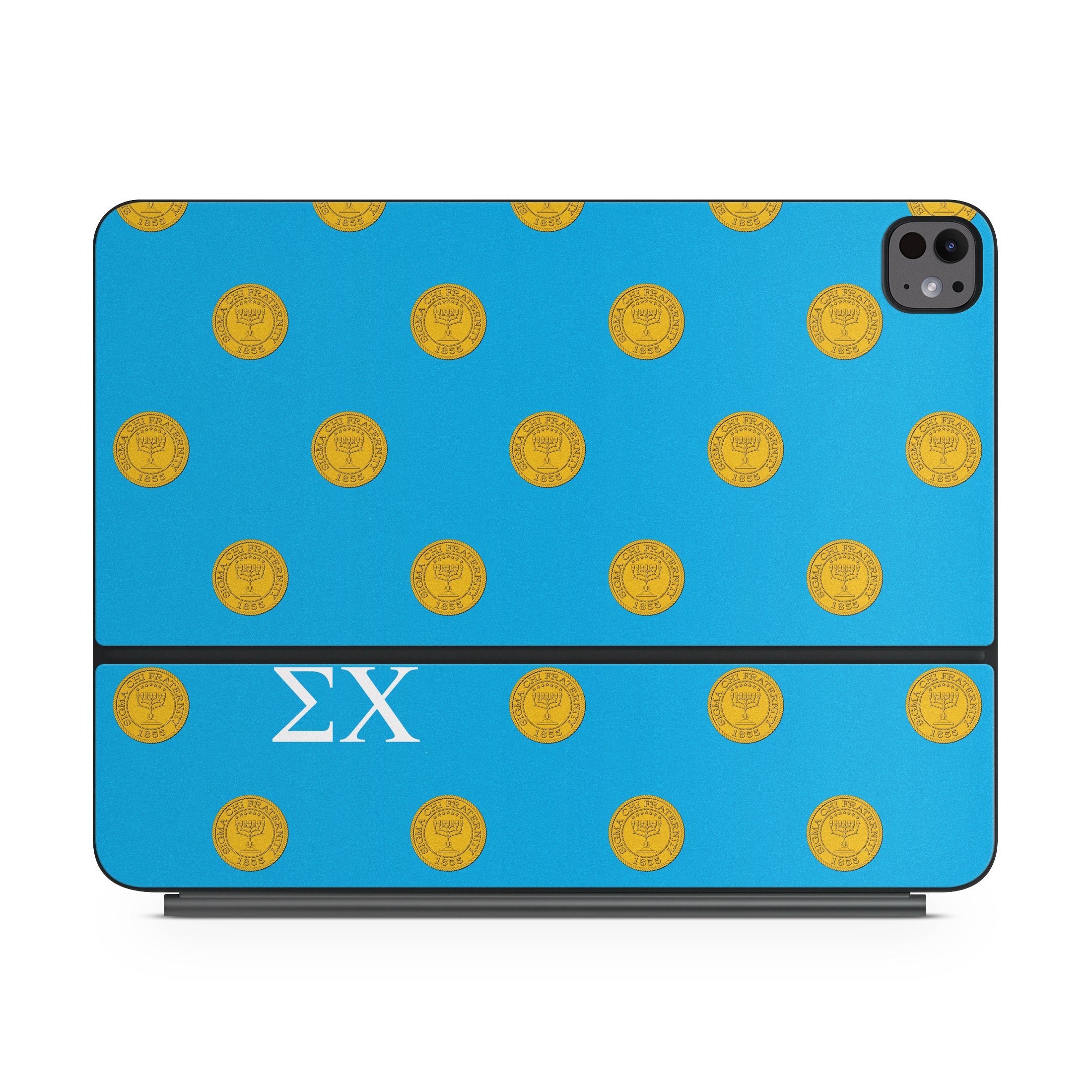 Sigma Chi Seal Pattern with Letters Blue - Apple Magic Keyboard for iPad Skin