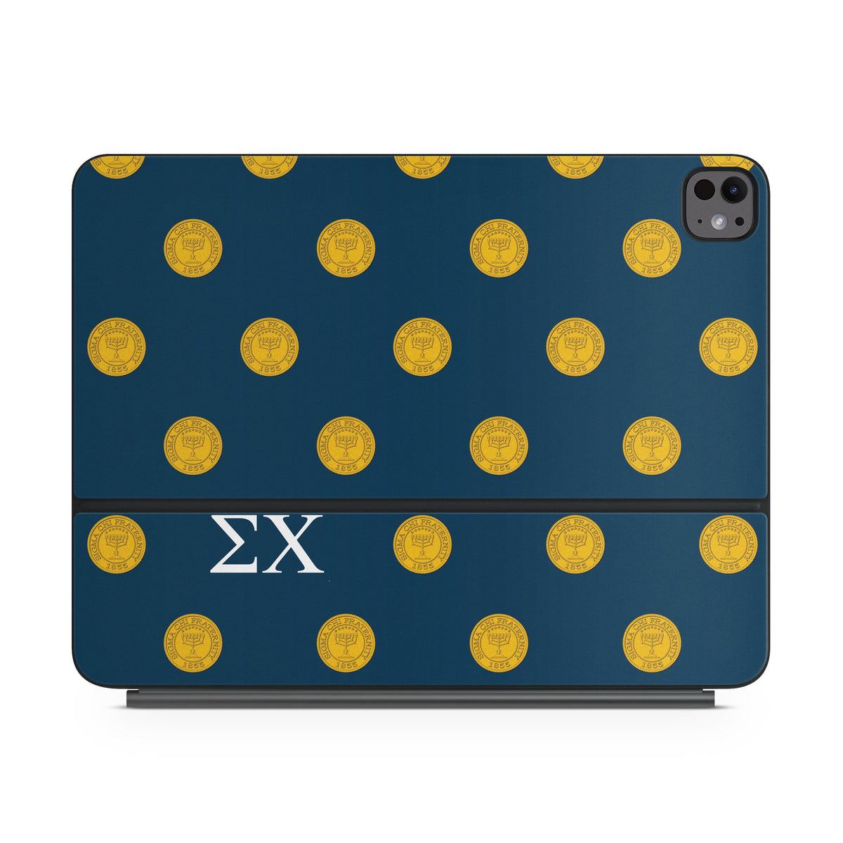 Sigma Chi Seal Pattern with Letters Navy - Apple Magic Keyboard for iPad Skin