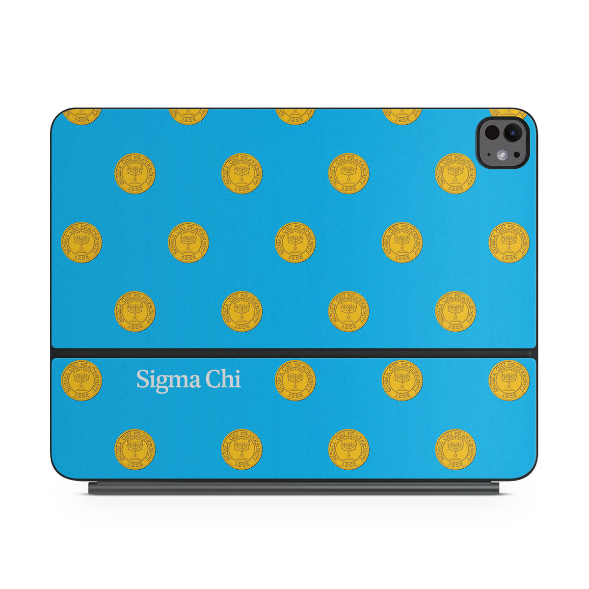 Sigma Chi Seal Pattern with Wordmark Blue - Apple Magic Keyboard for iPad Skin