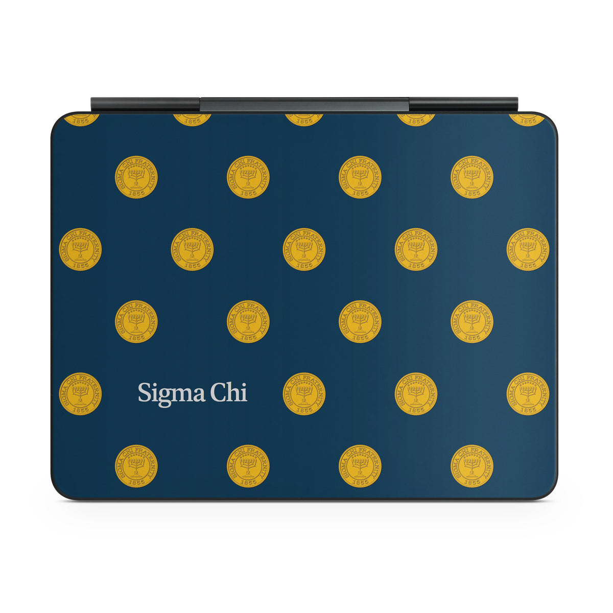 Sigma Chi Seal Pattern with Wordmark Navy - Apple Magic Keyboard for iPad Skin