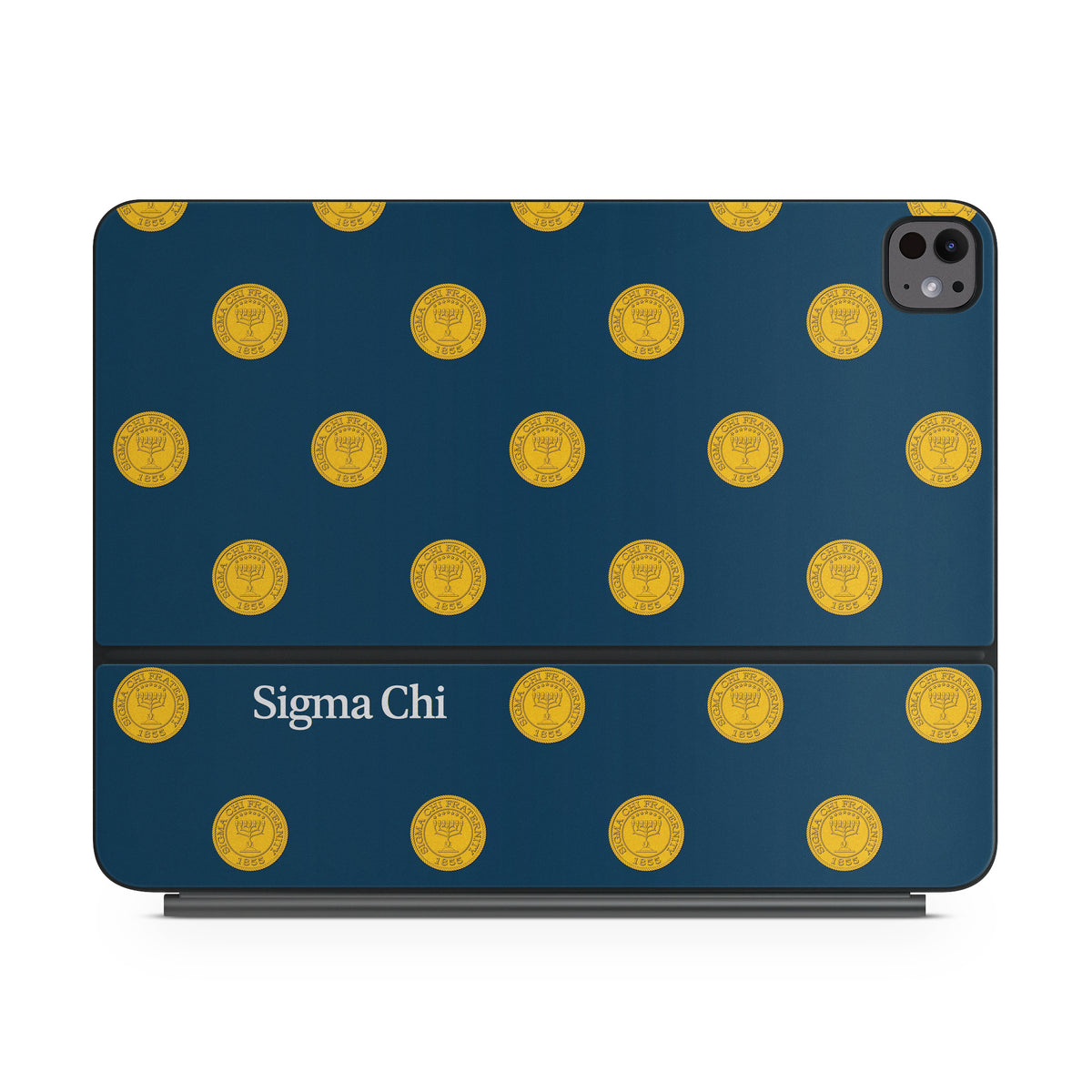 Sigma Chi Seal Pattern with Wordmark Navy - Apple Magic Keyboard for iPad Skin