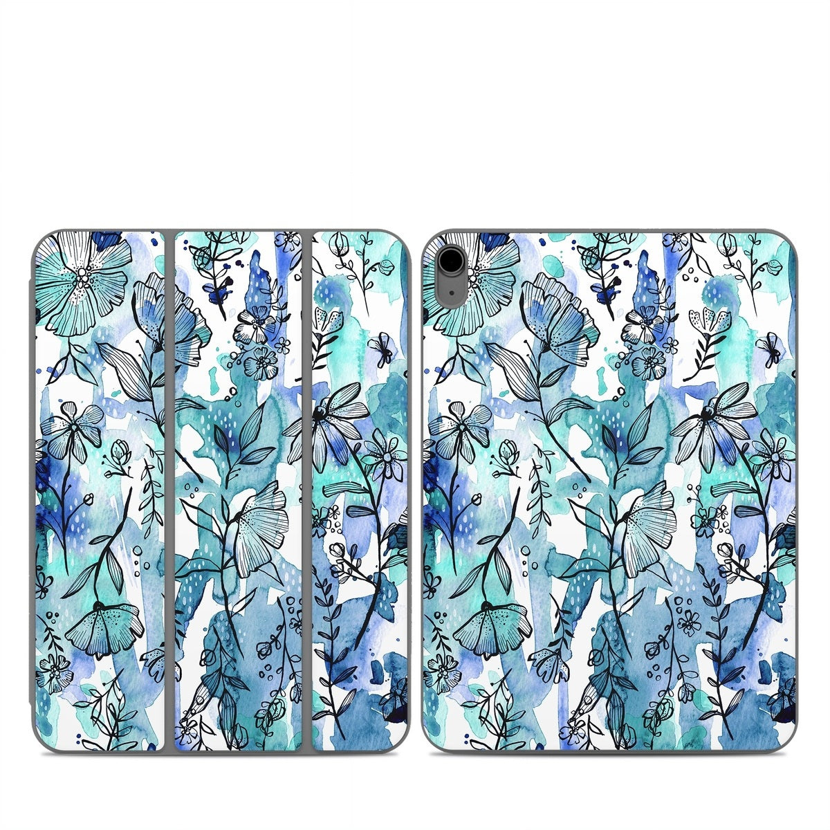 Blue Ink Floral - Apple Smart Folio Skin