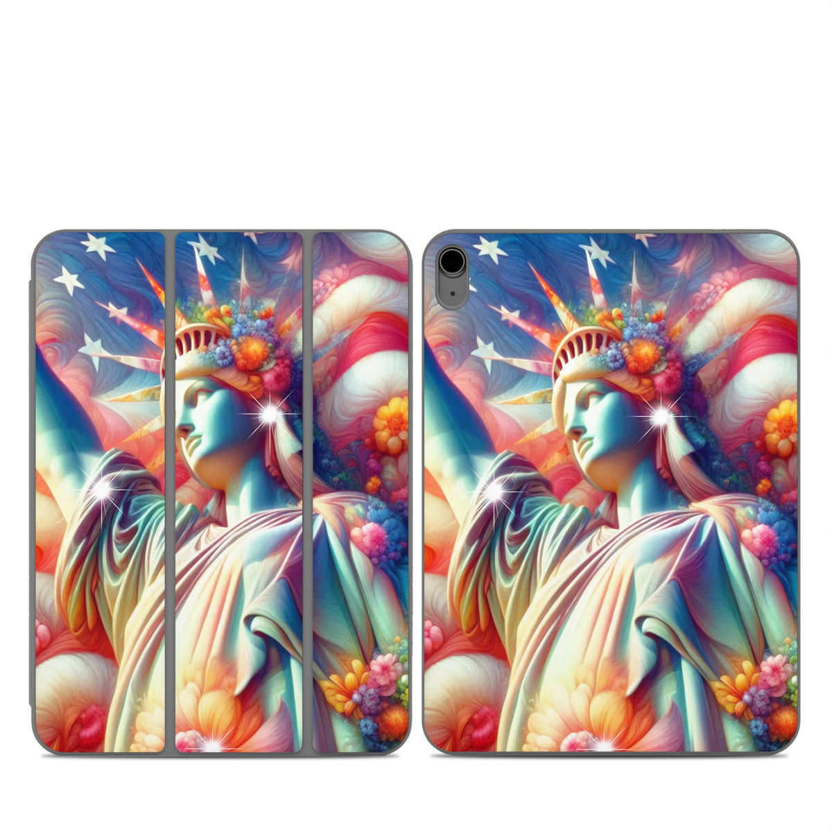 Lady Liberty and Flowers - Apple Smart Folio Skin