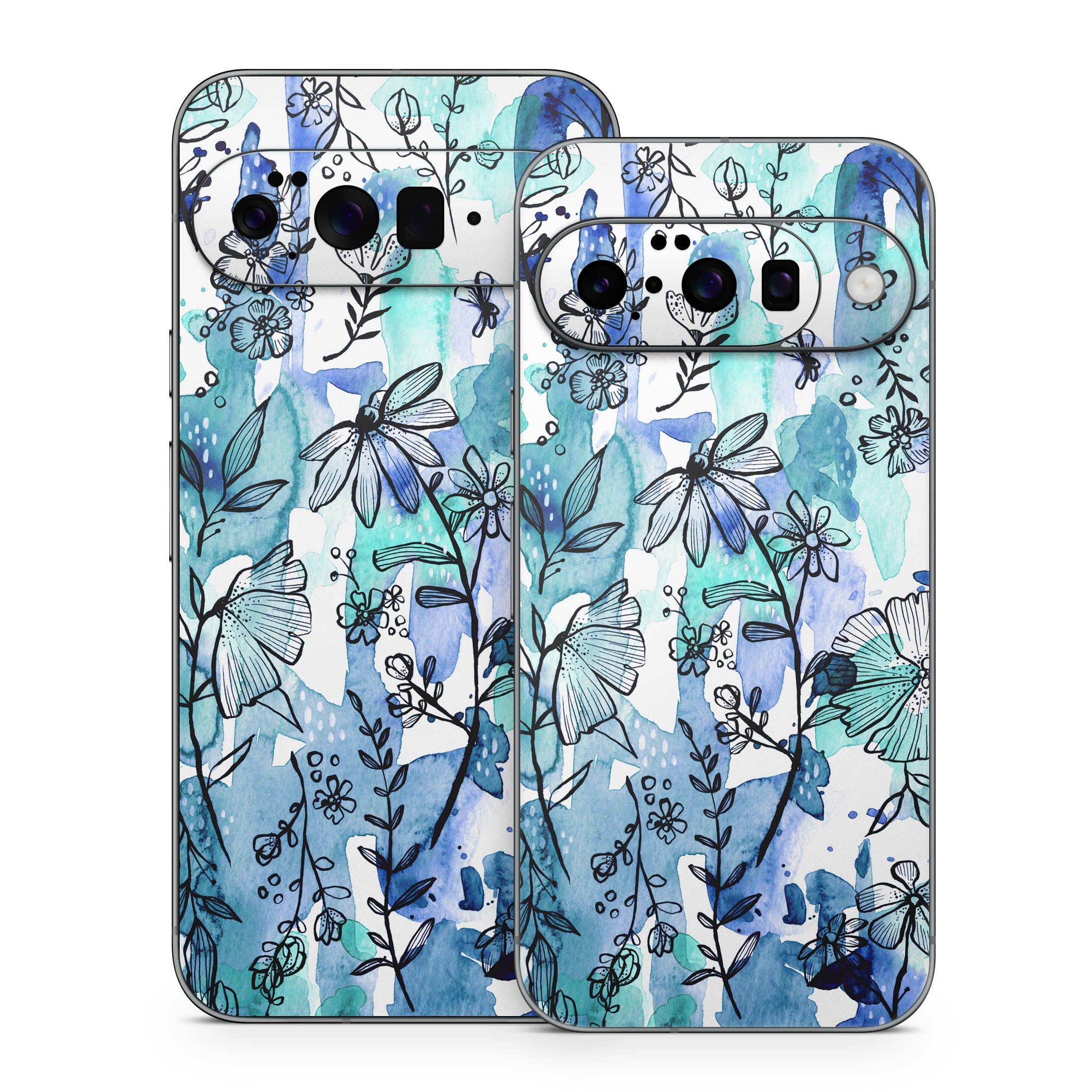 Blue Ink Floral - Google Pixel 10 Skin