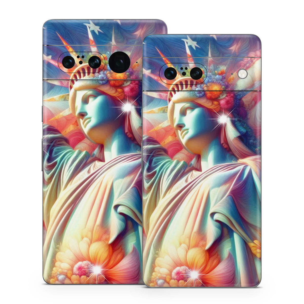 Lady Liberty and Flowers - Google Pixel 7 Skin