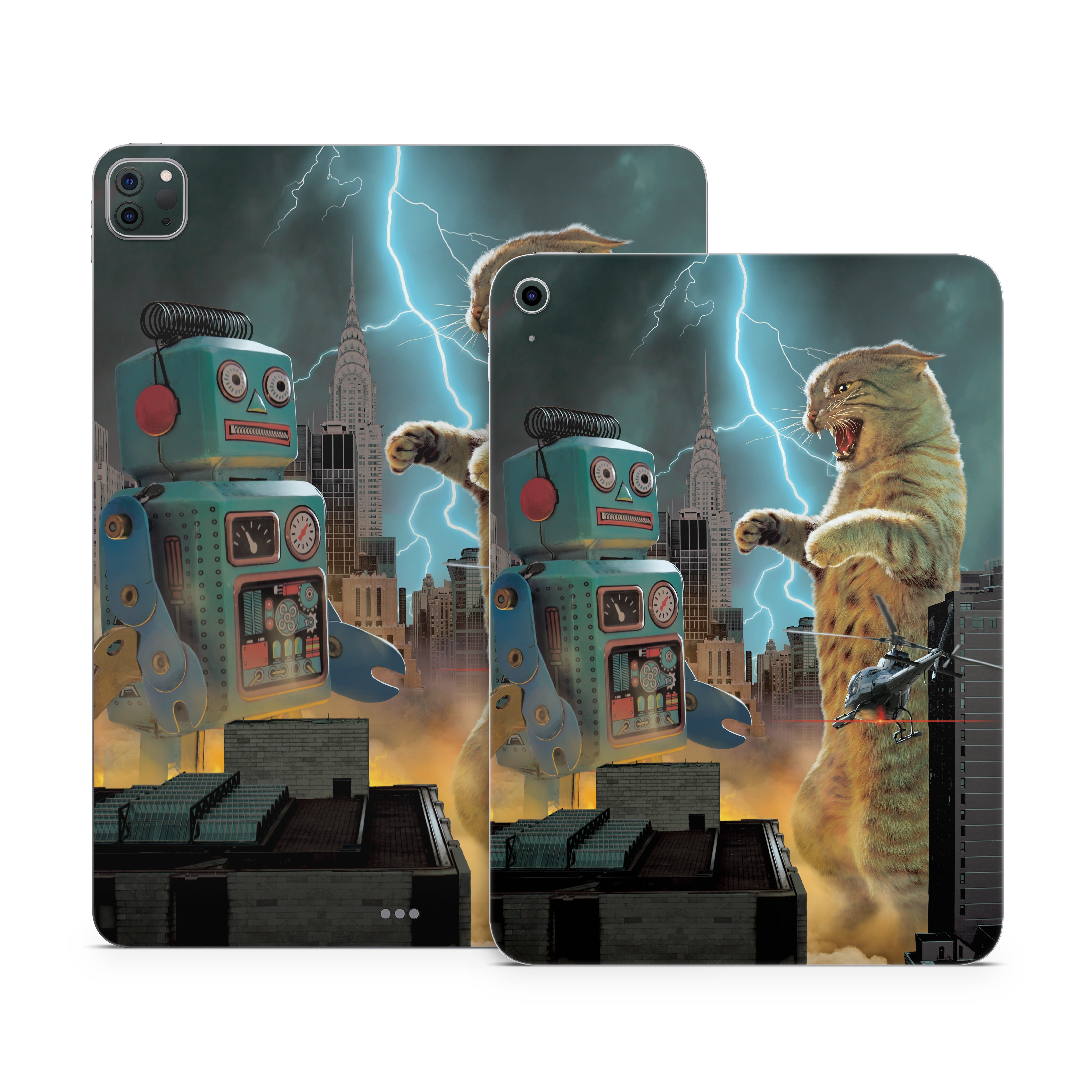 Catzilla Vs Robot - Apple iPad Skin
