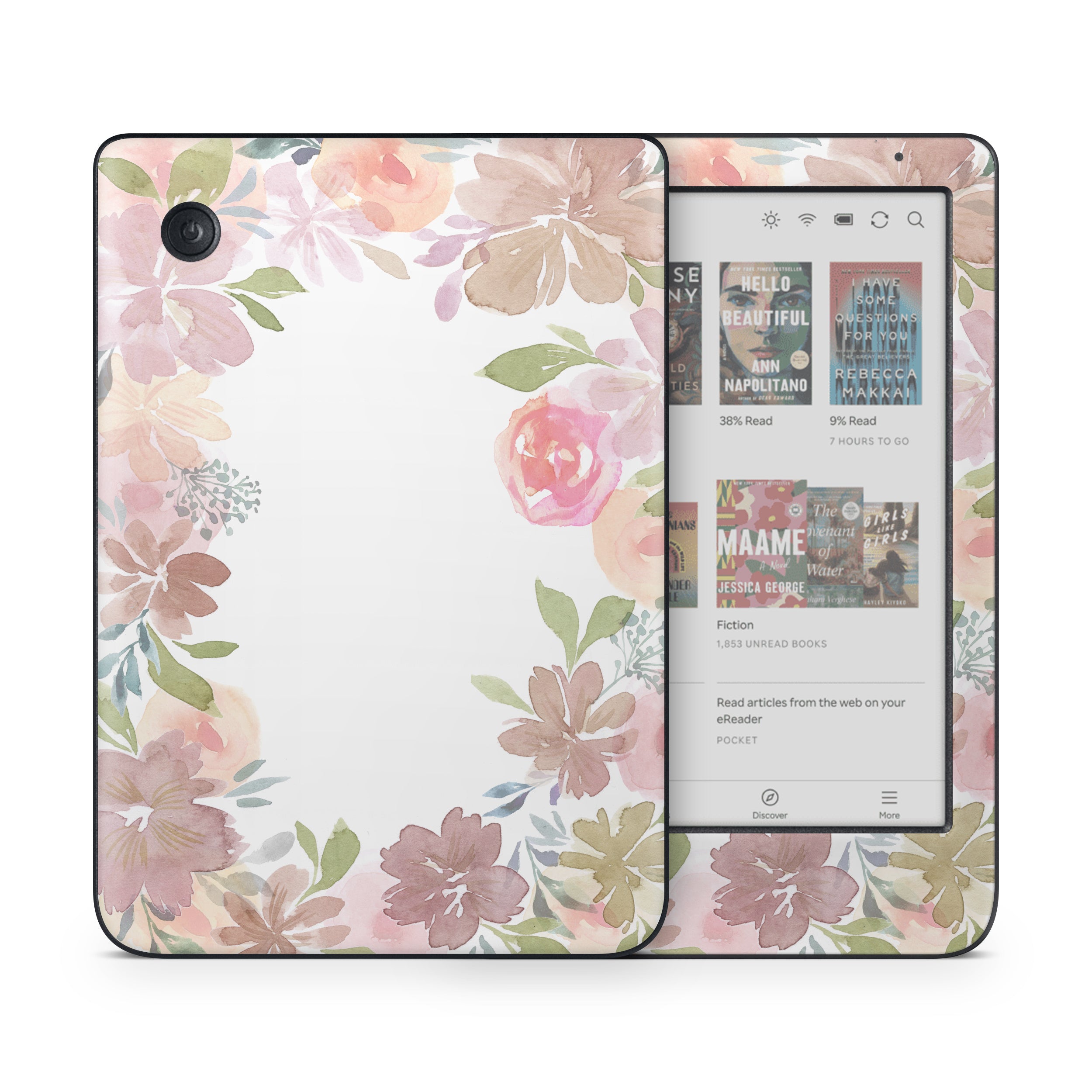 Blush Flower Frame - Kobo Clara Colour Skin