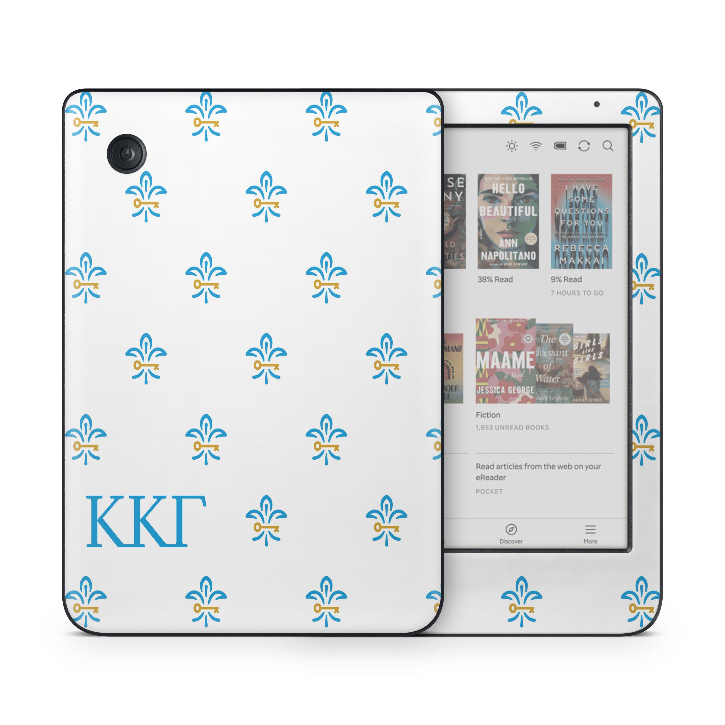 Kappa Kappa Gamma Fleur De Key Pattern White - Kobo Clara Colour Skin