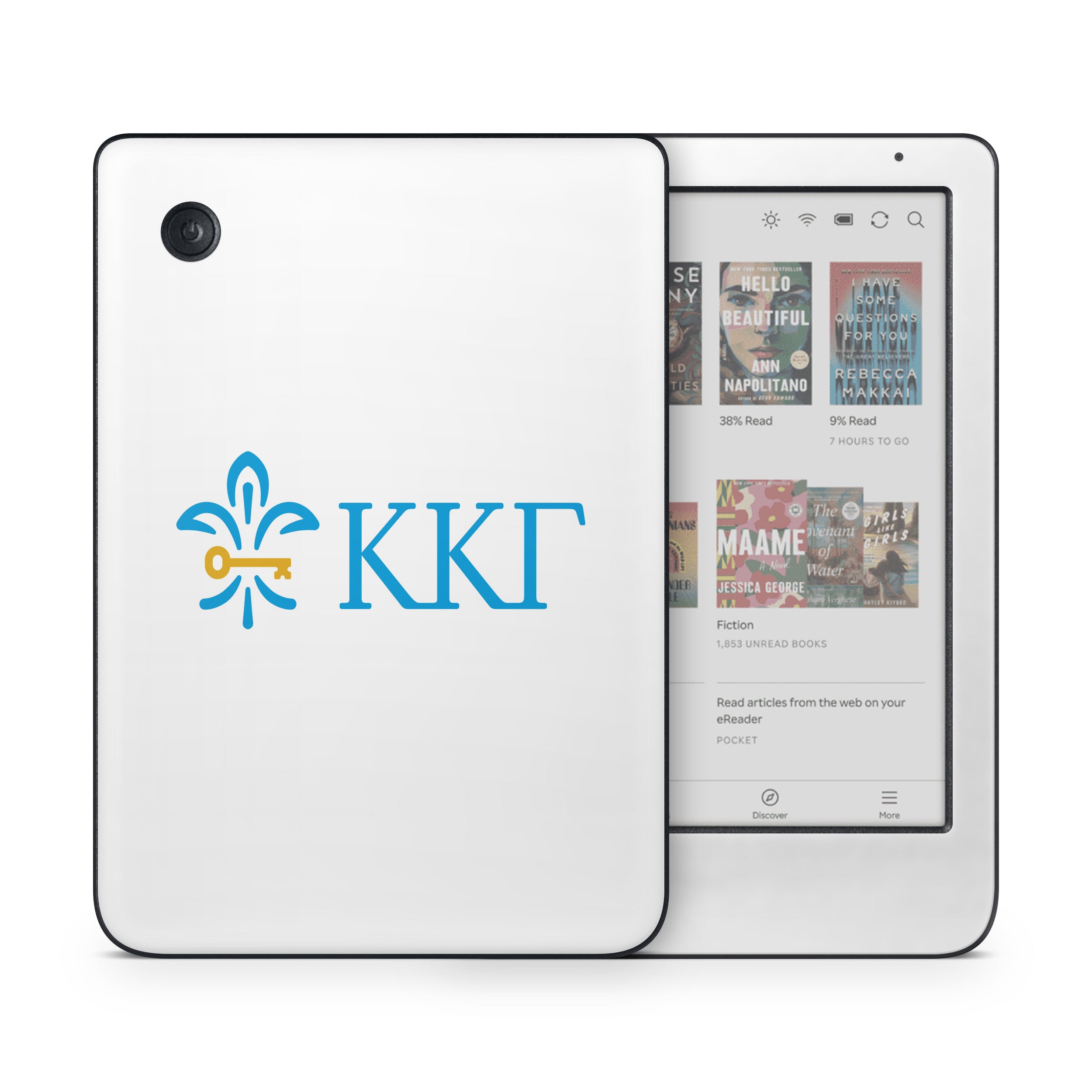 Kappa Kappa Gamma Letterkey Horizontal White - Kobo Clara Colour Skin