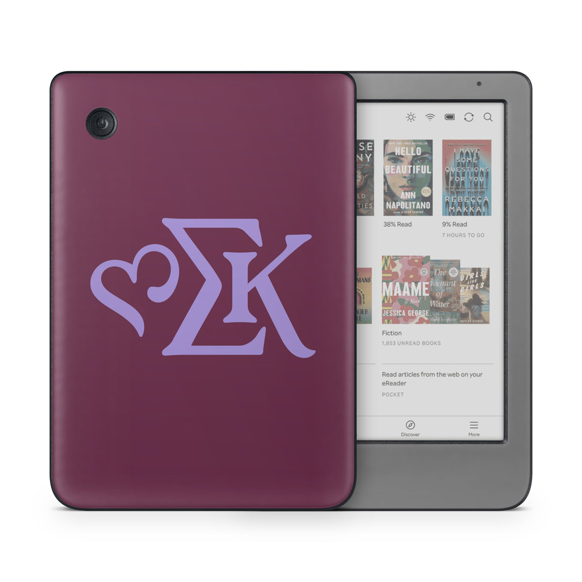 Sigma Kappa Greek Letters Legacy Lavender on Mary Maroon - Kobo Clara Colour Skin