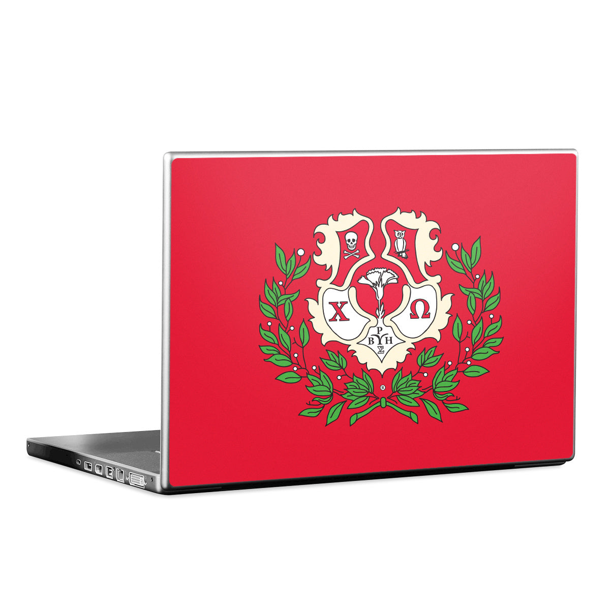 Chi Omega Crest Cardinal - Laptop Lid Skin