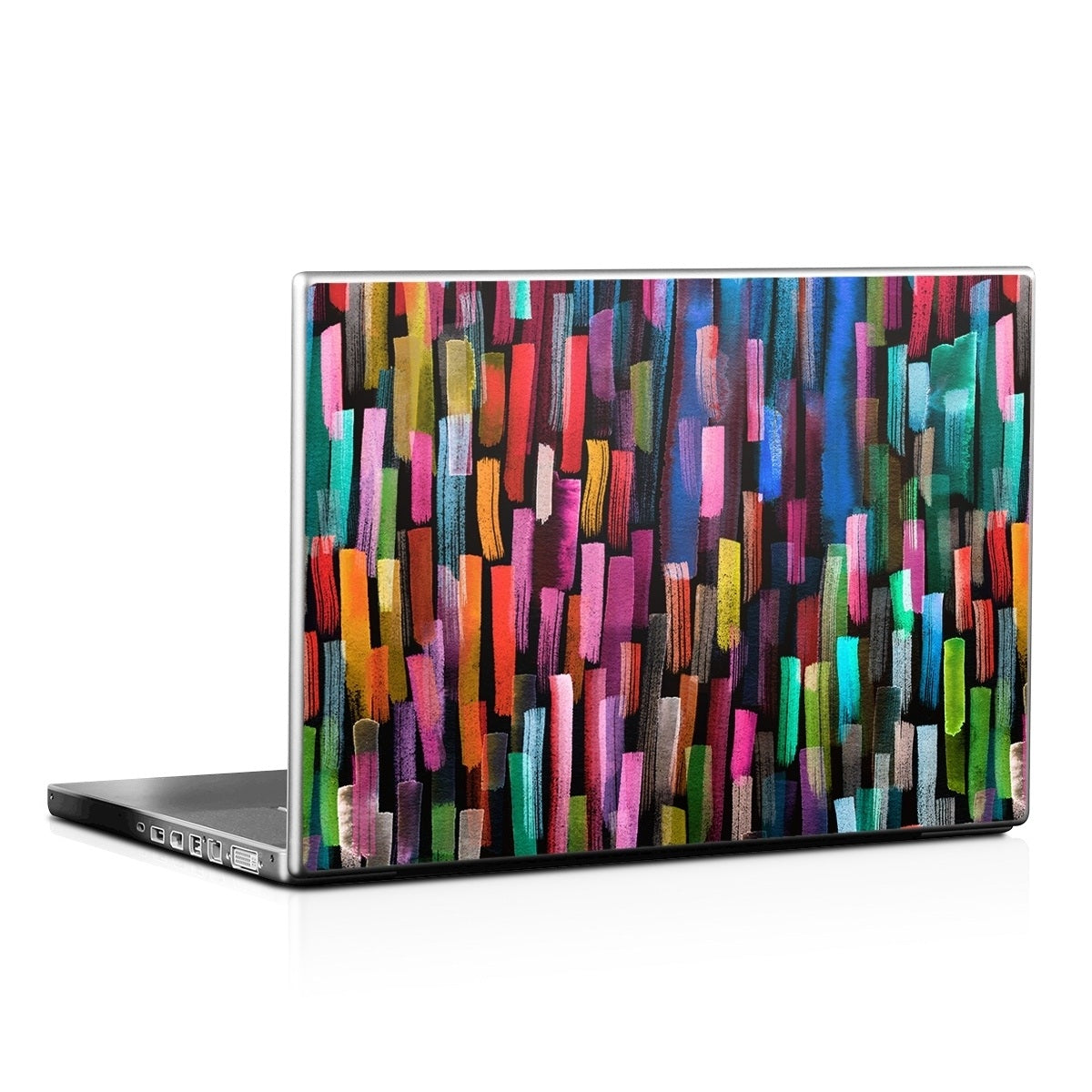 Colorful Brushstrokes Black - Laptop Lid Skin