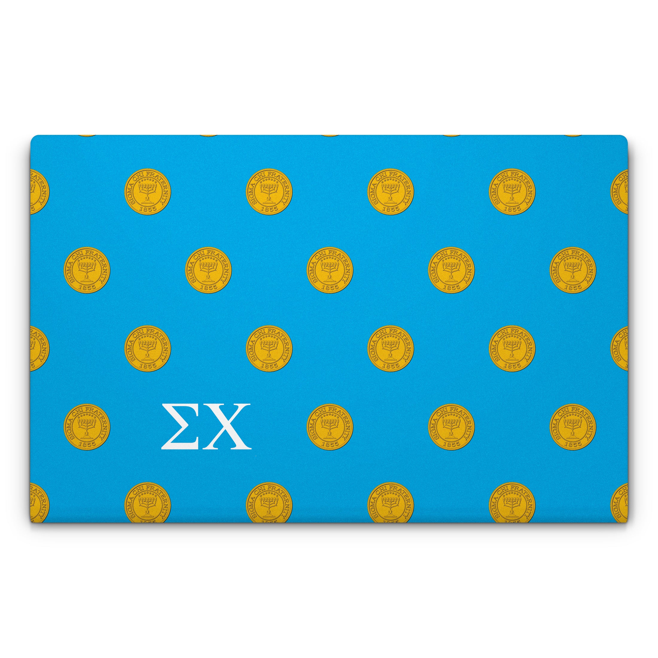 Sigma Chi Seal Pattern with Letters Blue - Laptop Lid Skin