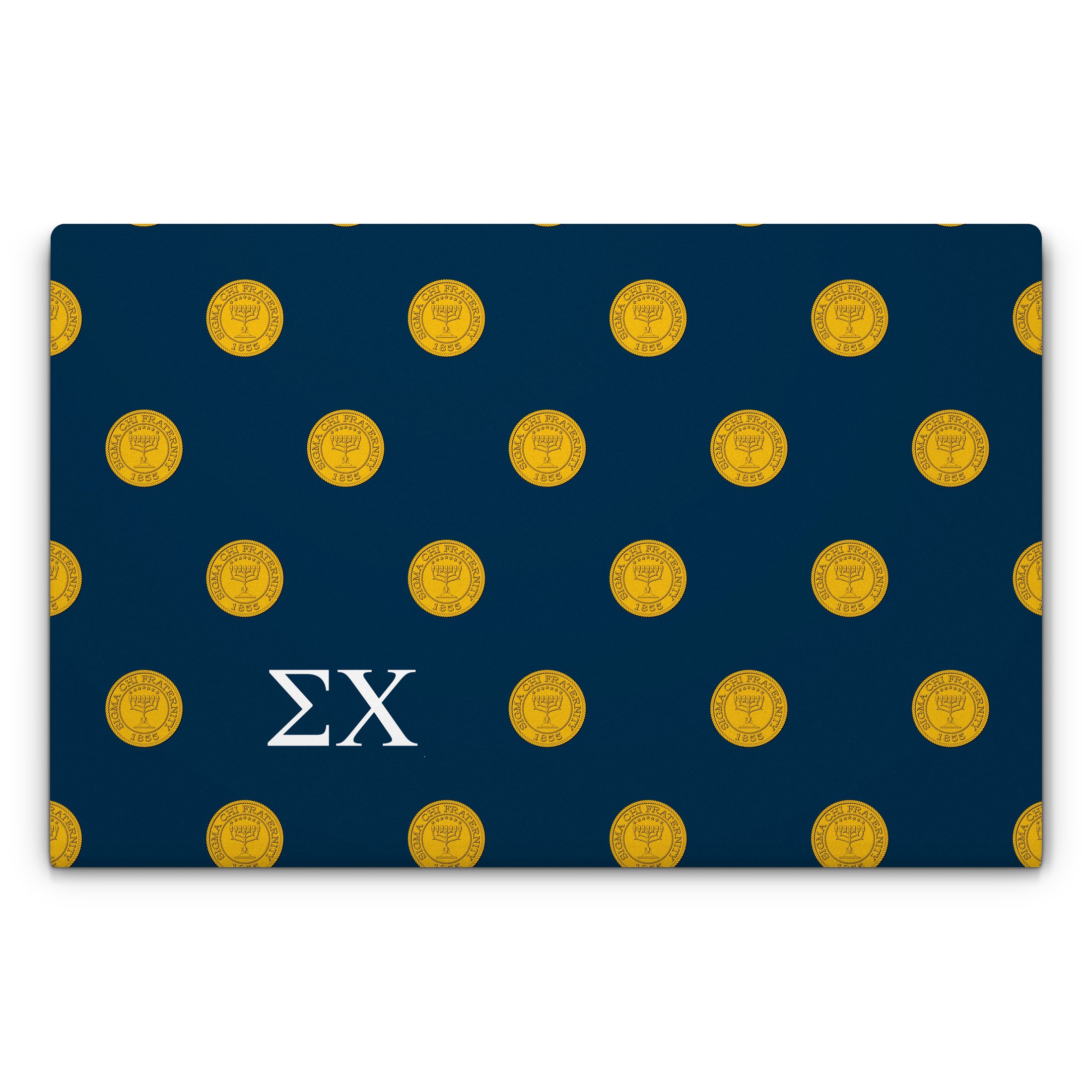 Sigma Chi Seal Pattern with Letters Navy - Laptop Lid Skin