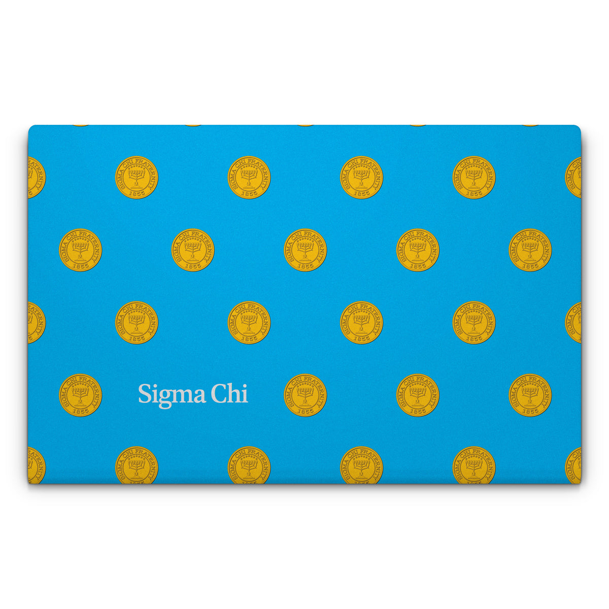 Sigma Chi Seal Pattern with Wordmark Blue - Laptop Lid Skin